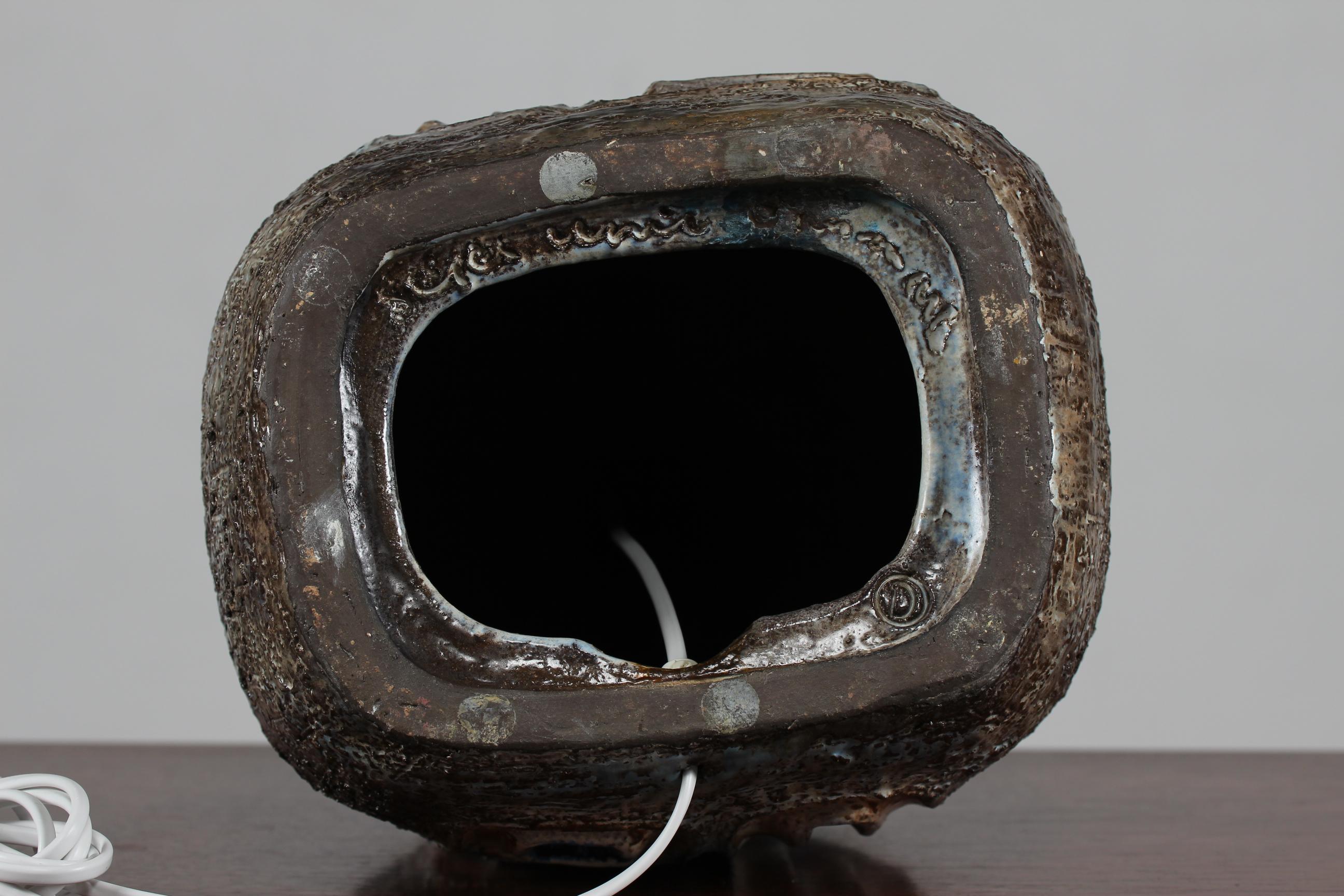 H 35 inch Huge Danish Brutalist Sejer Ceramic Sculptural Table Lamp, 1960s 11