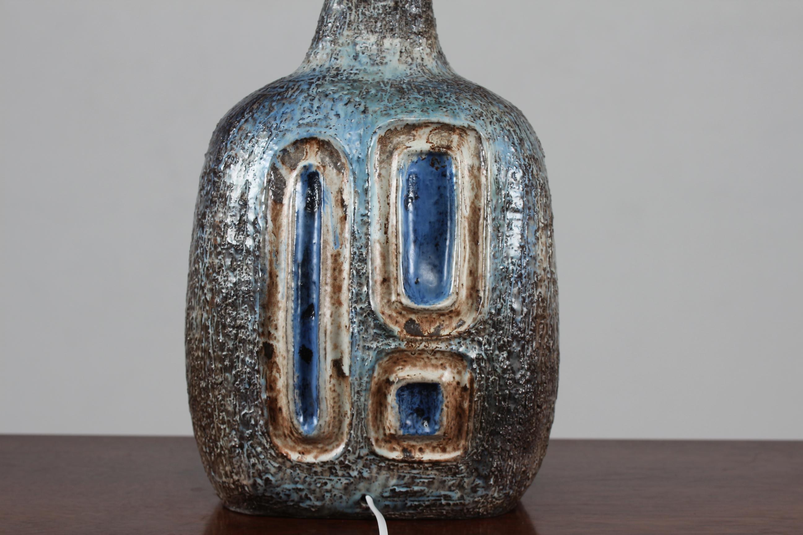 Mid-Century Modern H 35 inch Huge Danish Brutalist Sejer Ceramic Sculptural Table Lamp, 1960s