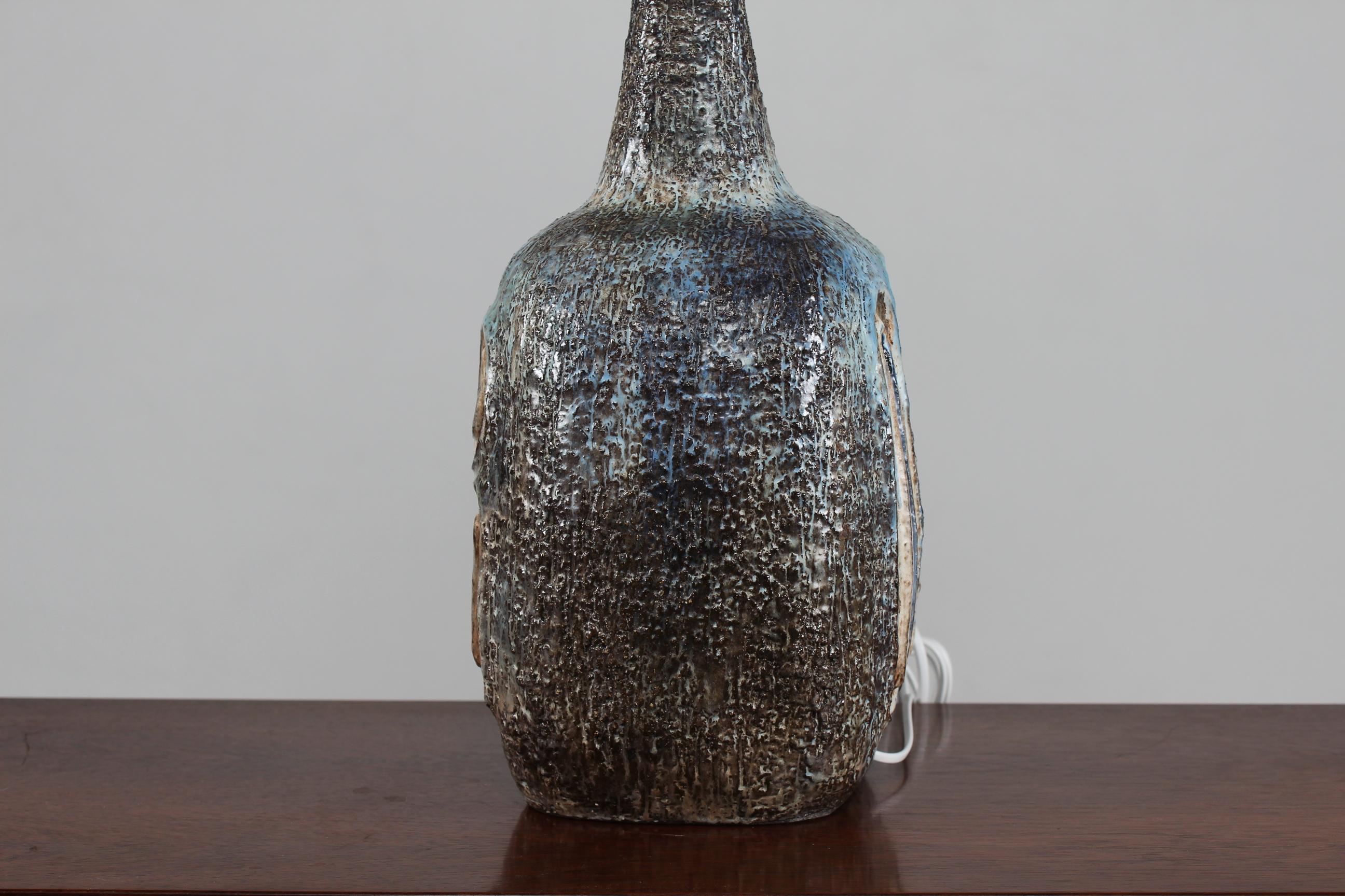 H 35 inch Huge Danish Brutalist Sejer Ceramic Sculptural Table Lamp, 1960s In Good Condition In Silkeborg, Silkeborg