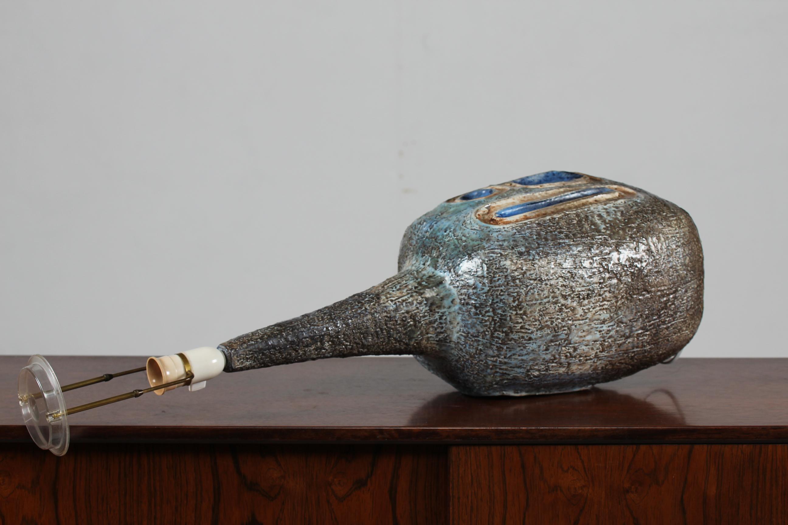 H 35 inch Huge Danish Brutalist Sejer Ceramic Sculptural Table Lamp, 1960s 1