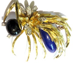 Huge Hammerman Brothers Platinum Gold Wasp Pin Brooch With Diamonds Lapis & Onyx