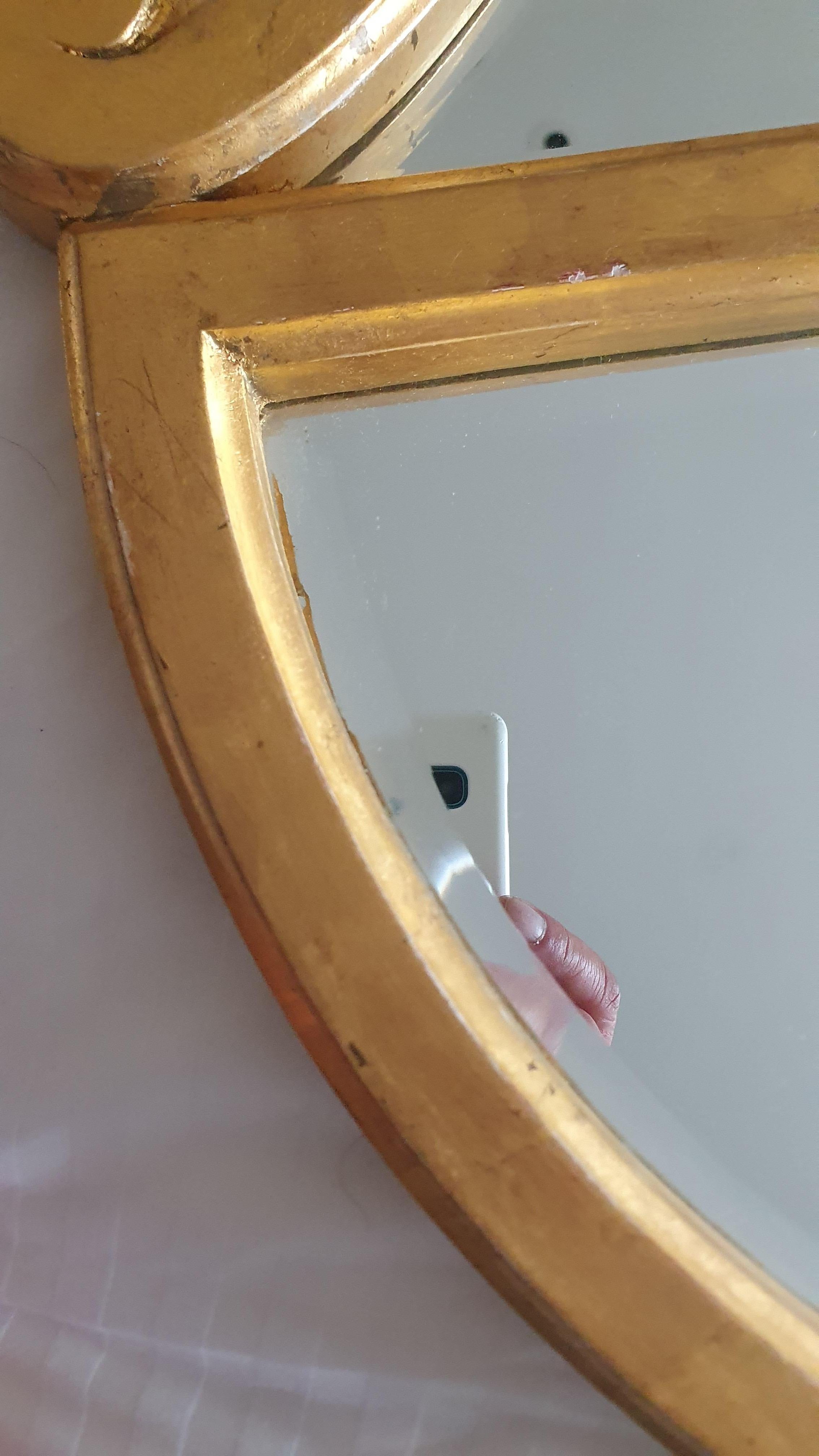 Huge hand carved Giltwood framed Mirror wall sconce designed by John Stefanidis 8