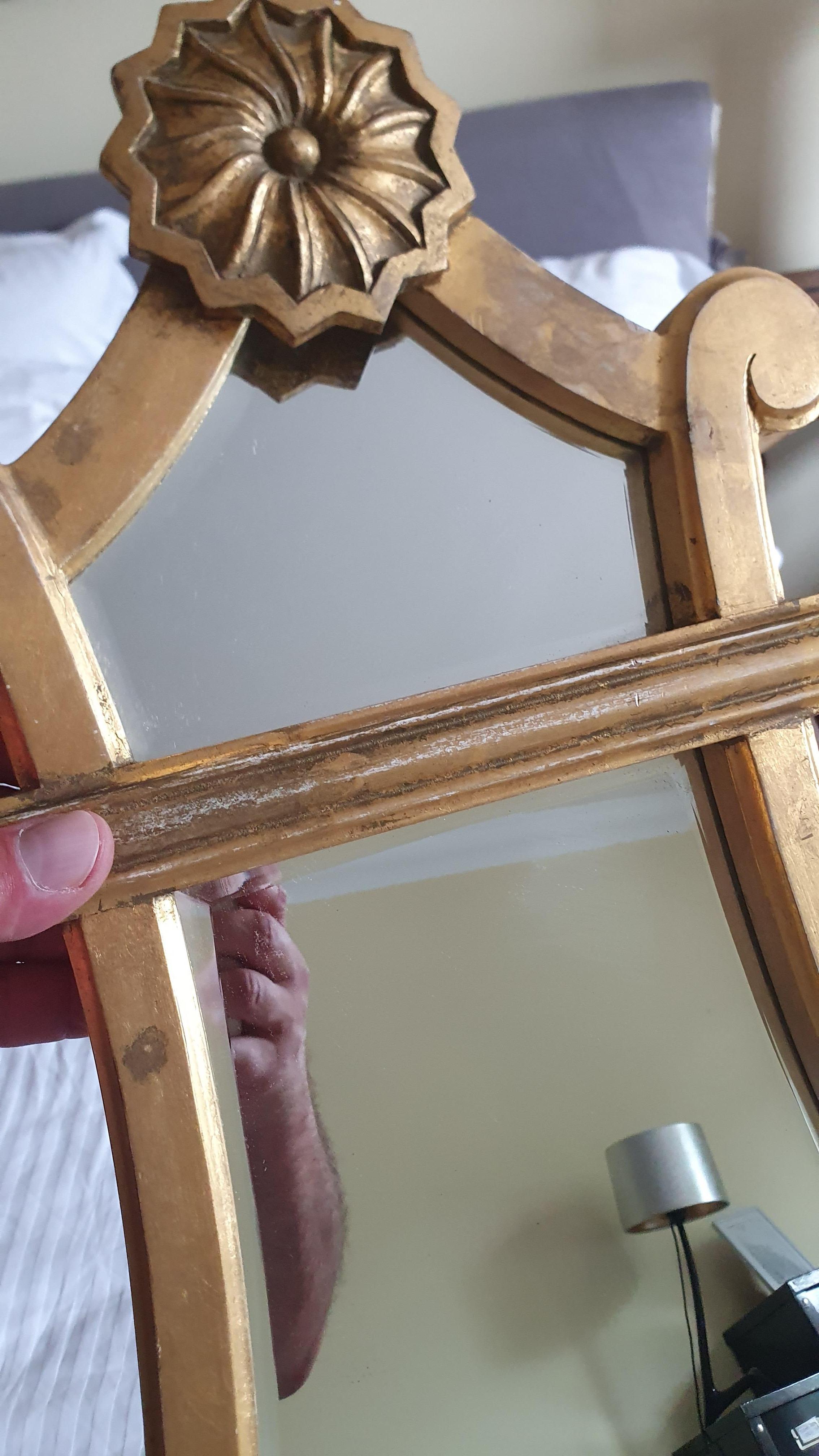 Huge hand carved Giltwood framed Mirror wall sconce designed by John Stefanidis  For Sale 1
