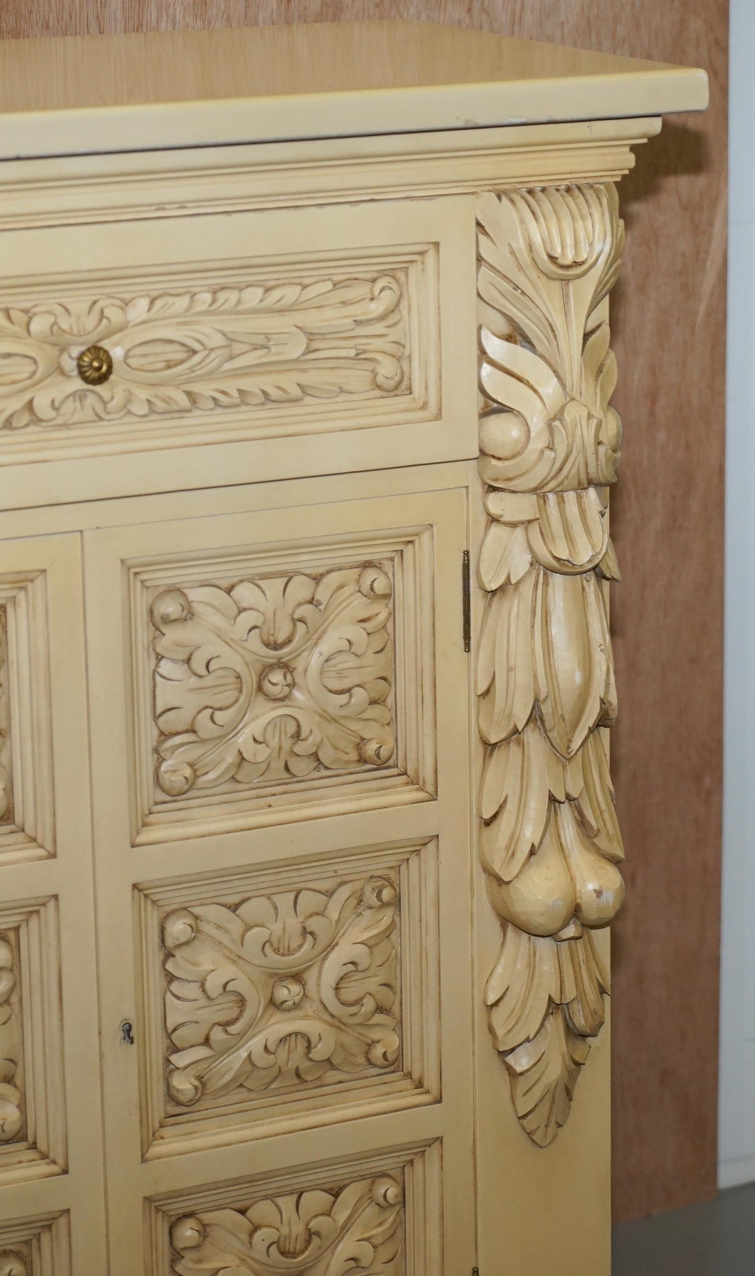 Huge Hand Carved Sideboard Ornate Deatiling Keys for All Locks Lovely Find 4