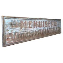 Vintage Huge Hand Painted French Wooden Advertising Sign