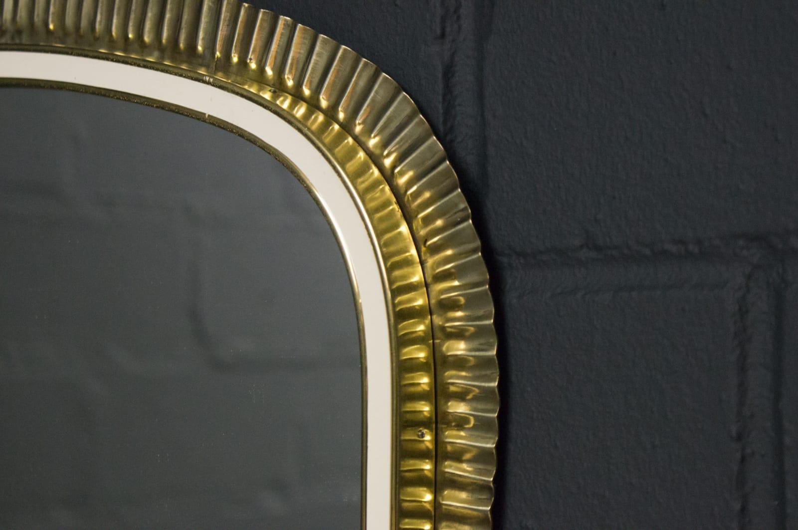 Huge Handmade Brass Mirror from Vereinigte Werkstätten München, Germany, 1960s 1