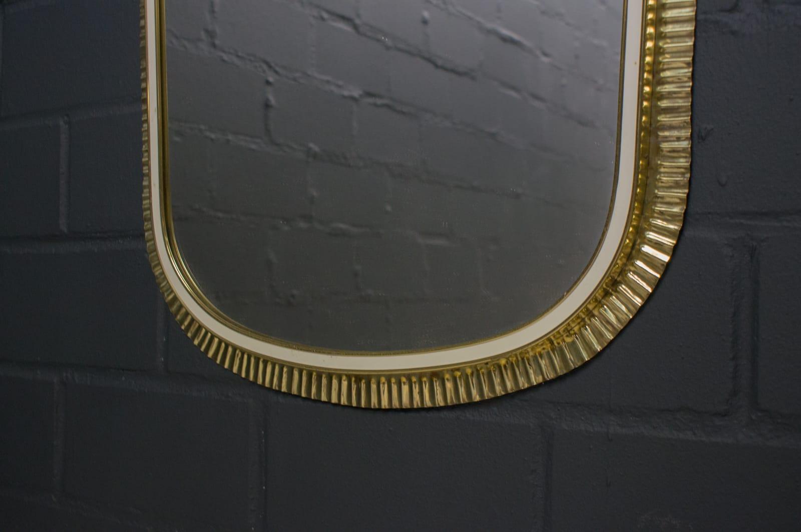 Huge Handmade Brass Mirror from Vereinigte Werkstätten München, Germany, 1960s 3