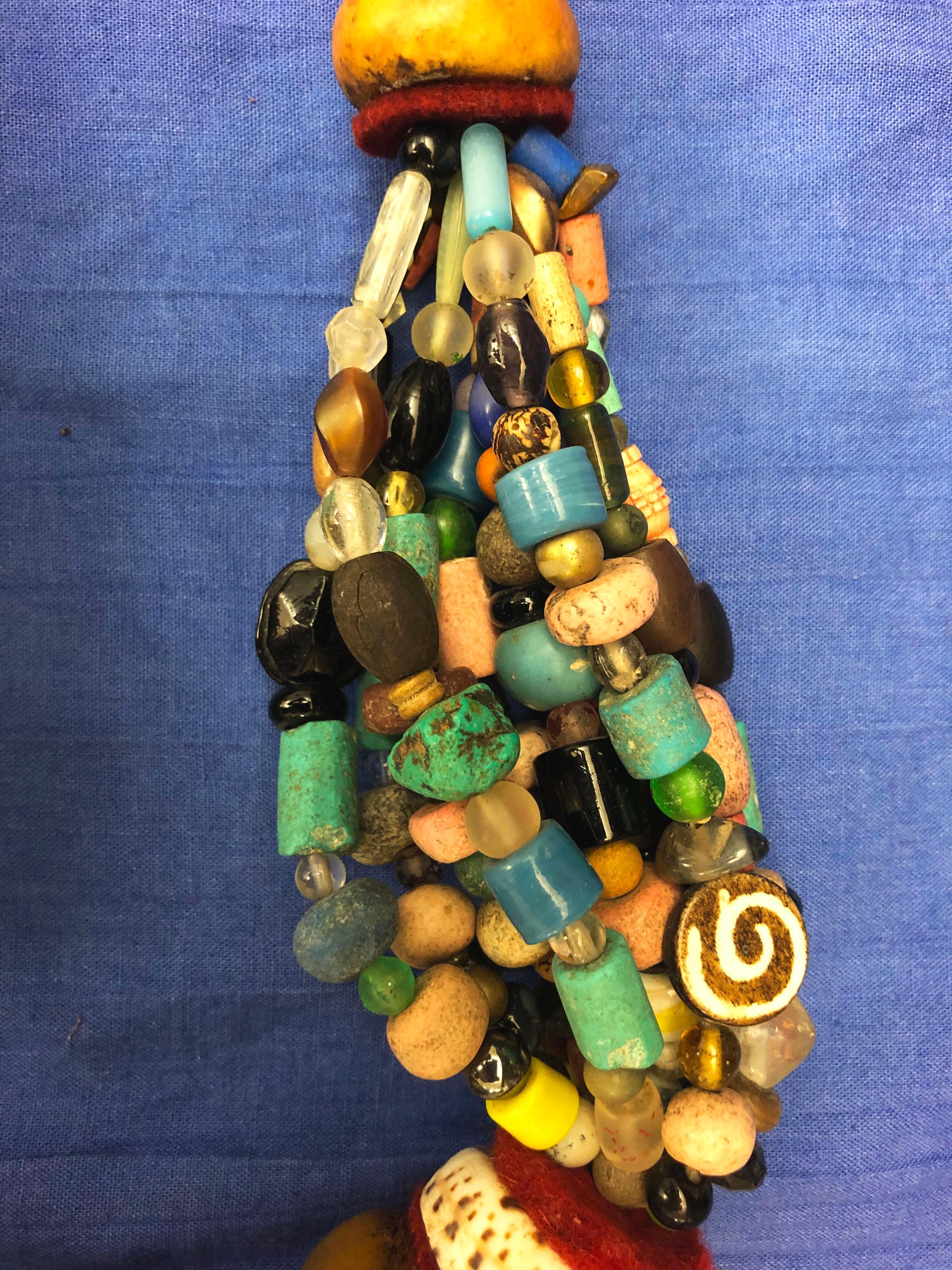Huge Handmade Antique Moroccan Berber Necklace, Amber Copal, Shells, Gemstones For Sale 2