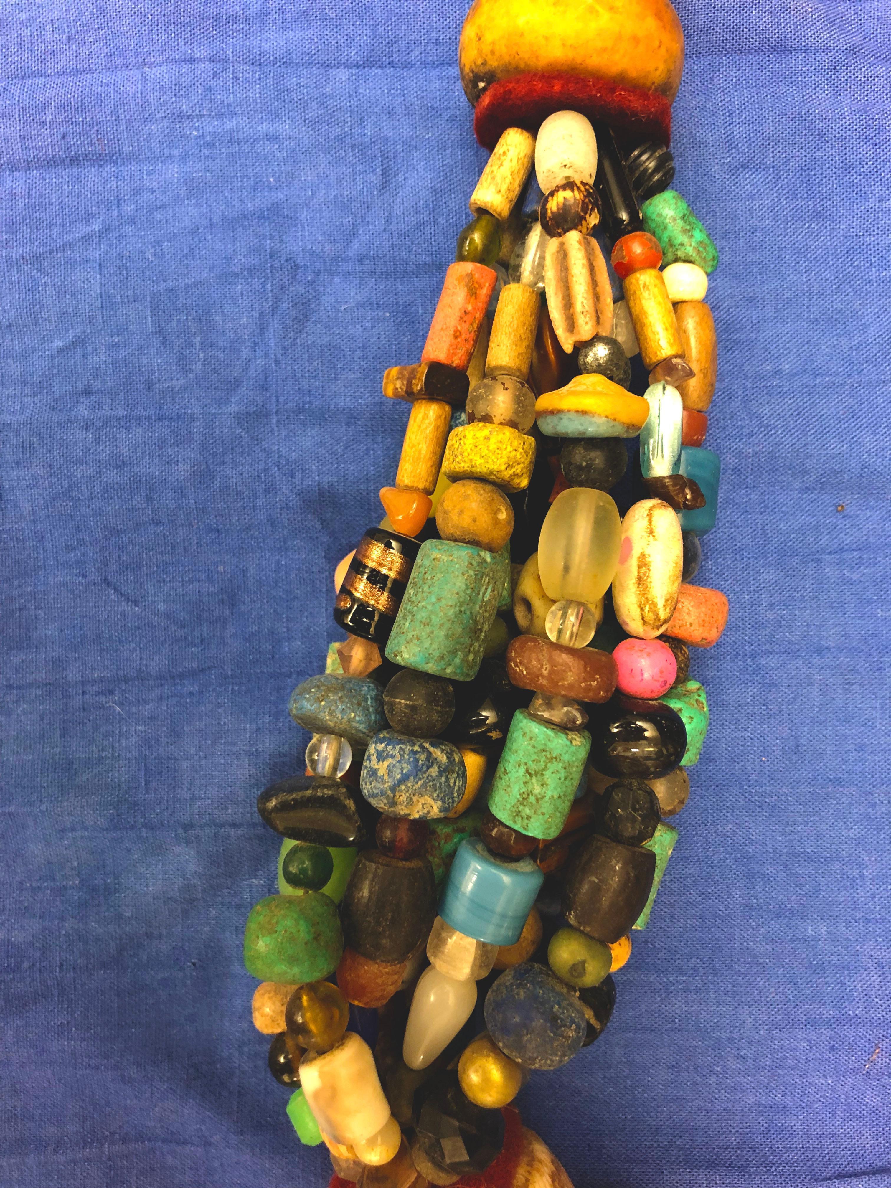 Huge Handmade Antique Moroccan Berber Necklace, Amber Copal, Shells, Gemstones For Sale 3