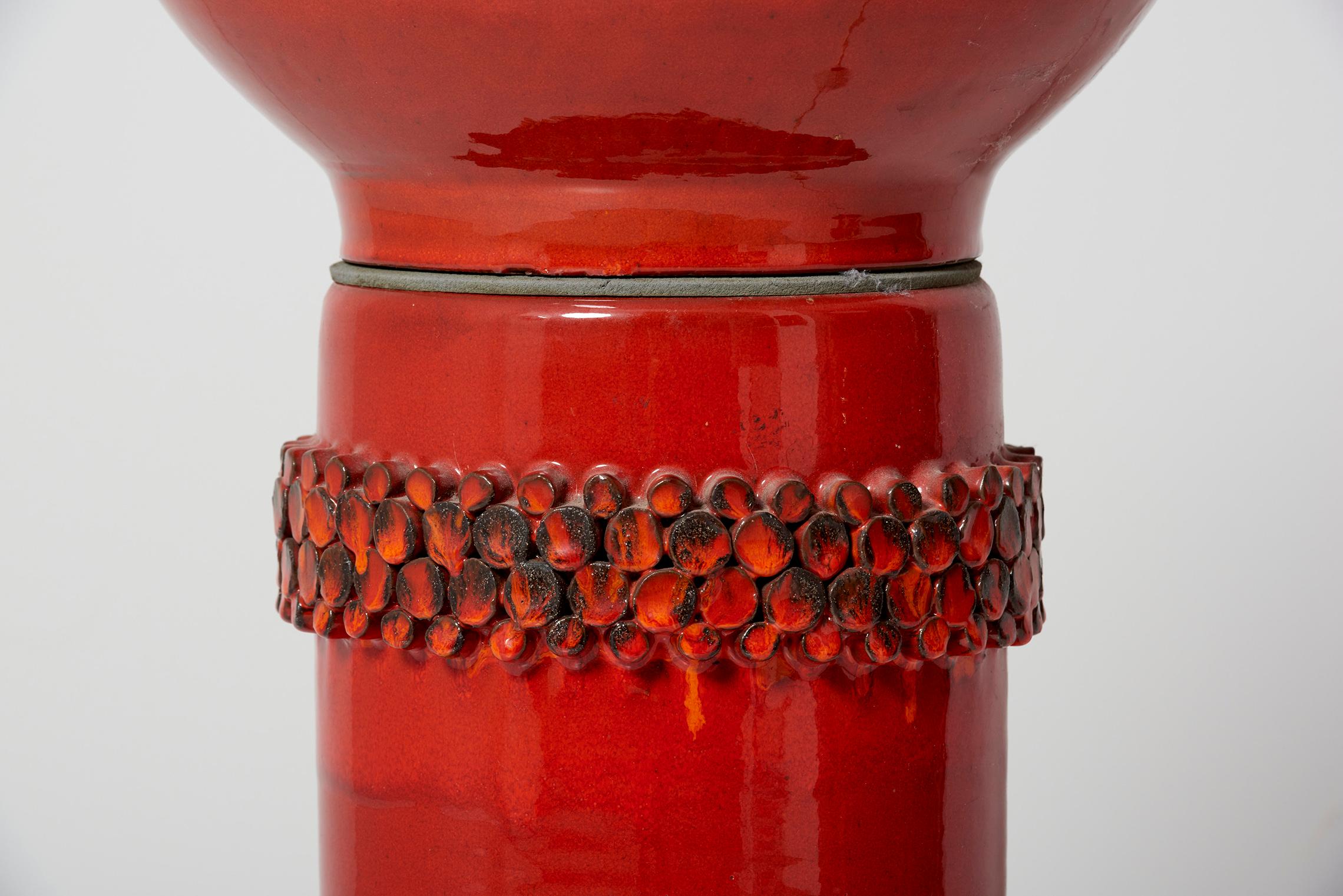 Mid-20th Century Huge Hans Welling for Ceramano Ceramic 'Ceralux' Series Floor Lamp in Red