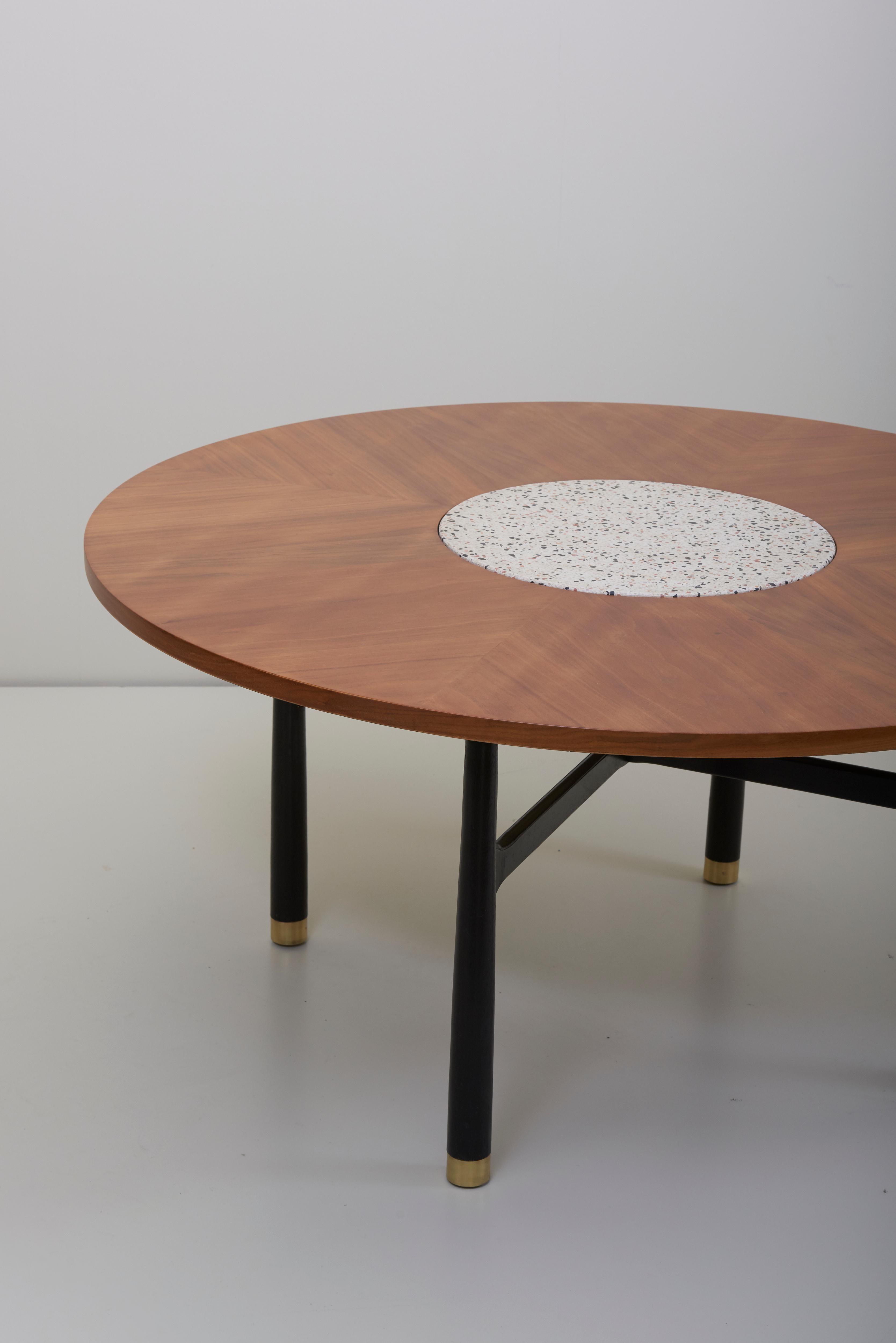 American Huge Harvey Probber Walnut and Terrazzo Marble Table For Sale
