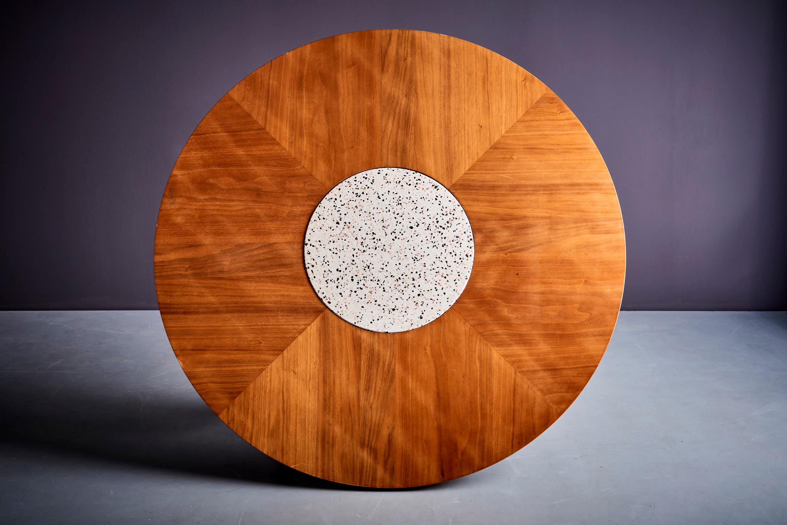 American Huge Harvey Probber Walnut and Terrazzo Marble Table For Sale