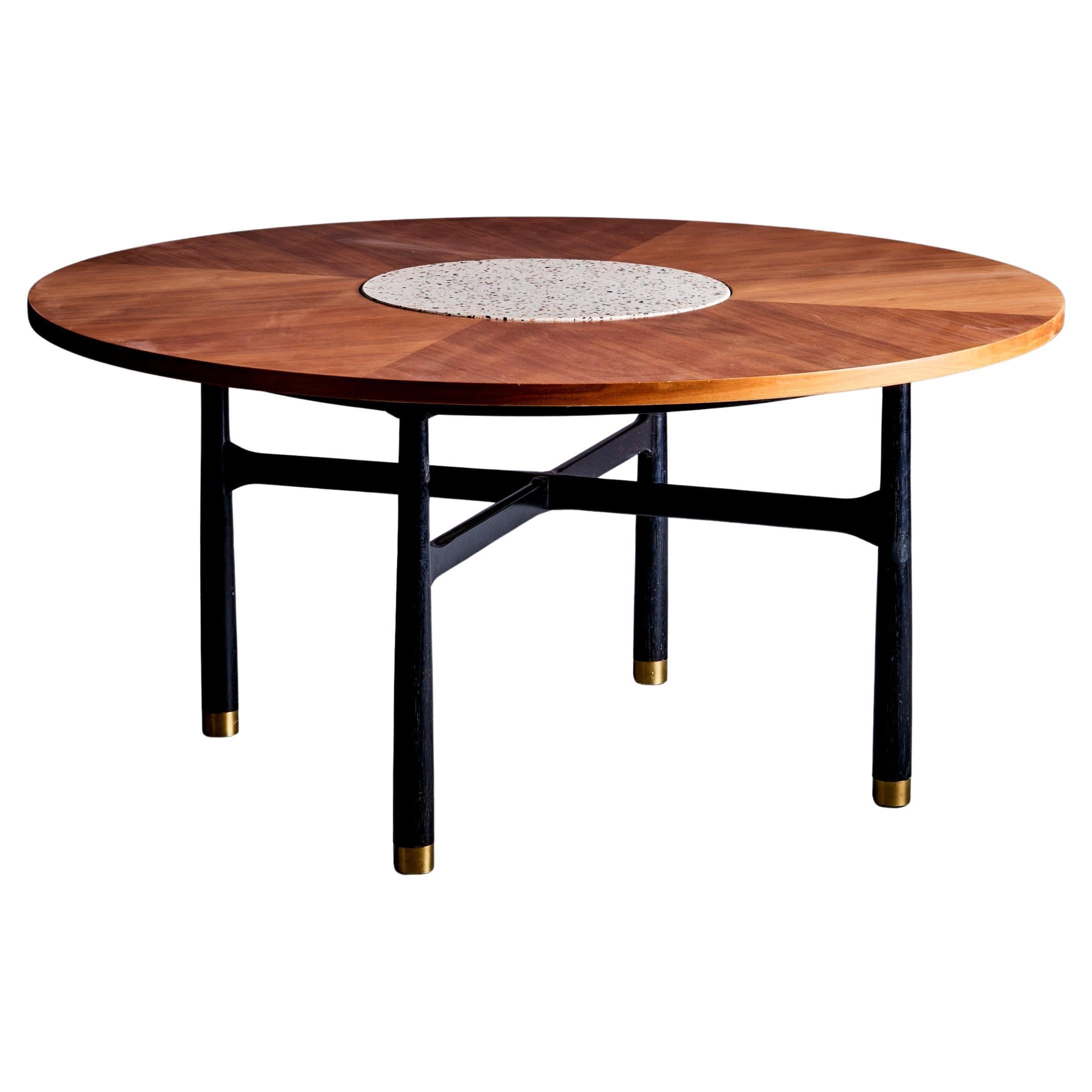 Huge Harvey Probber Walnut and Terrazzo Marble Table