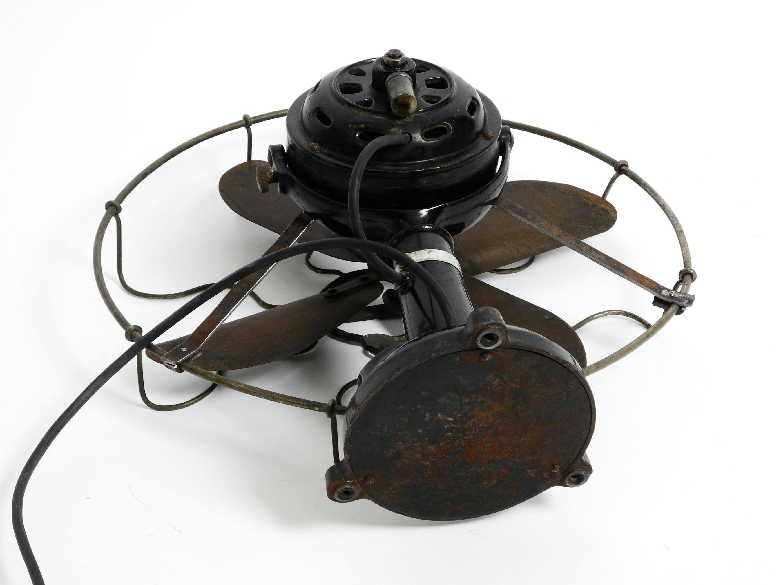 Huge Heavy Original 1930s Industrial Metal Table Fan by Marelli Made in Italy 1