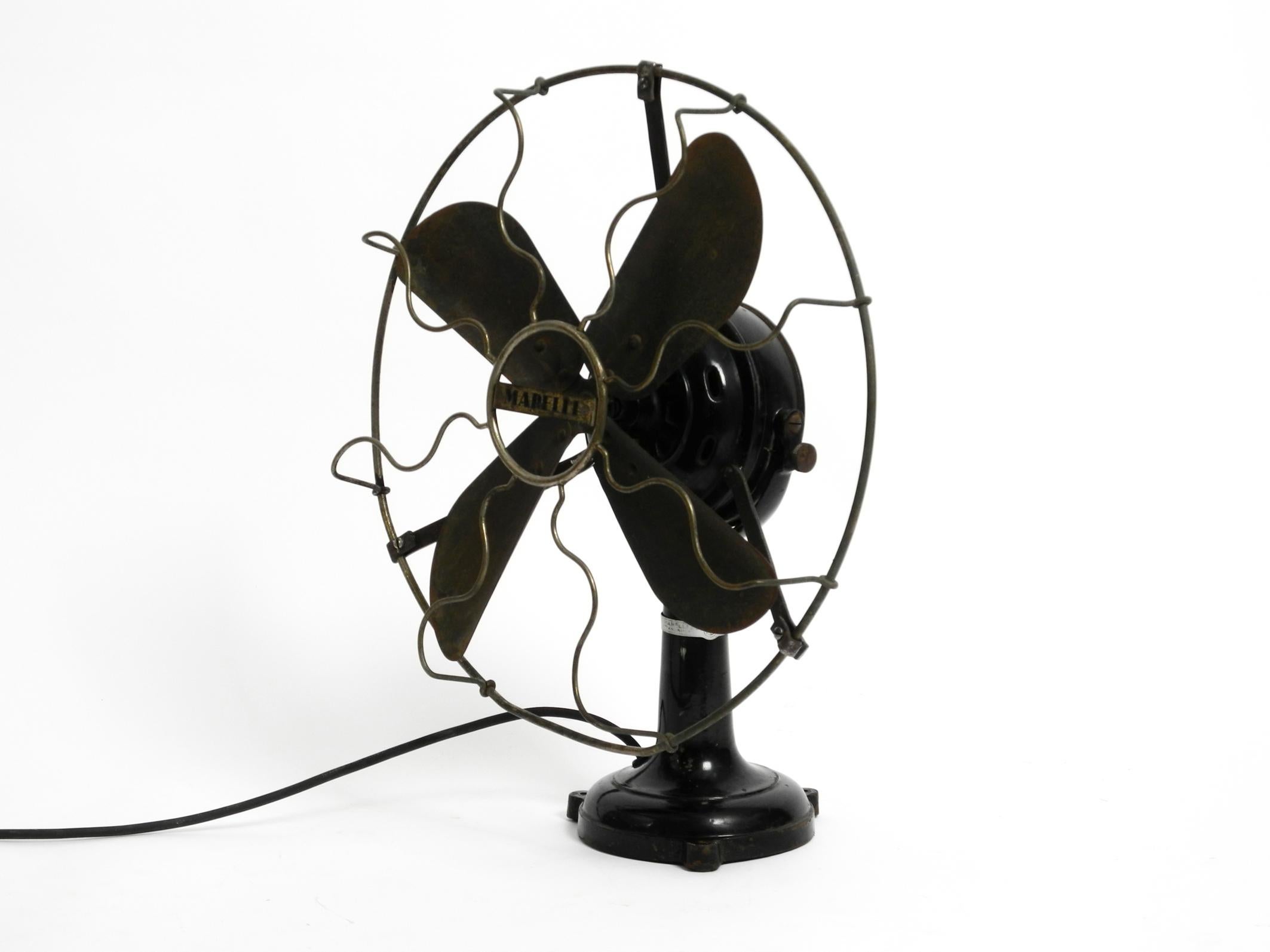 Huge Heavy Original 1930s Industrial Metal Table Fan by Marelli Made in Italy 9