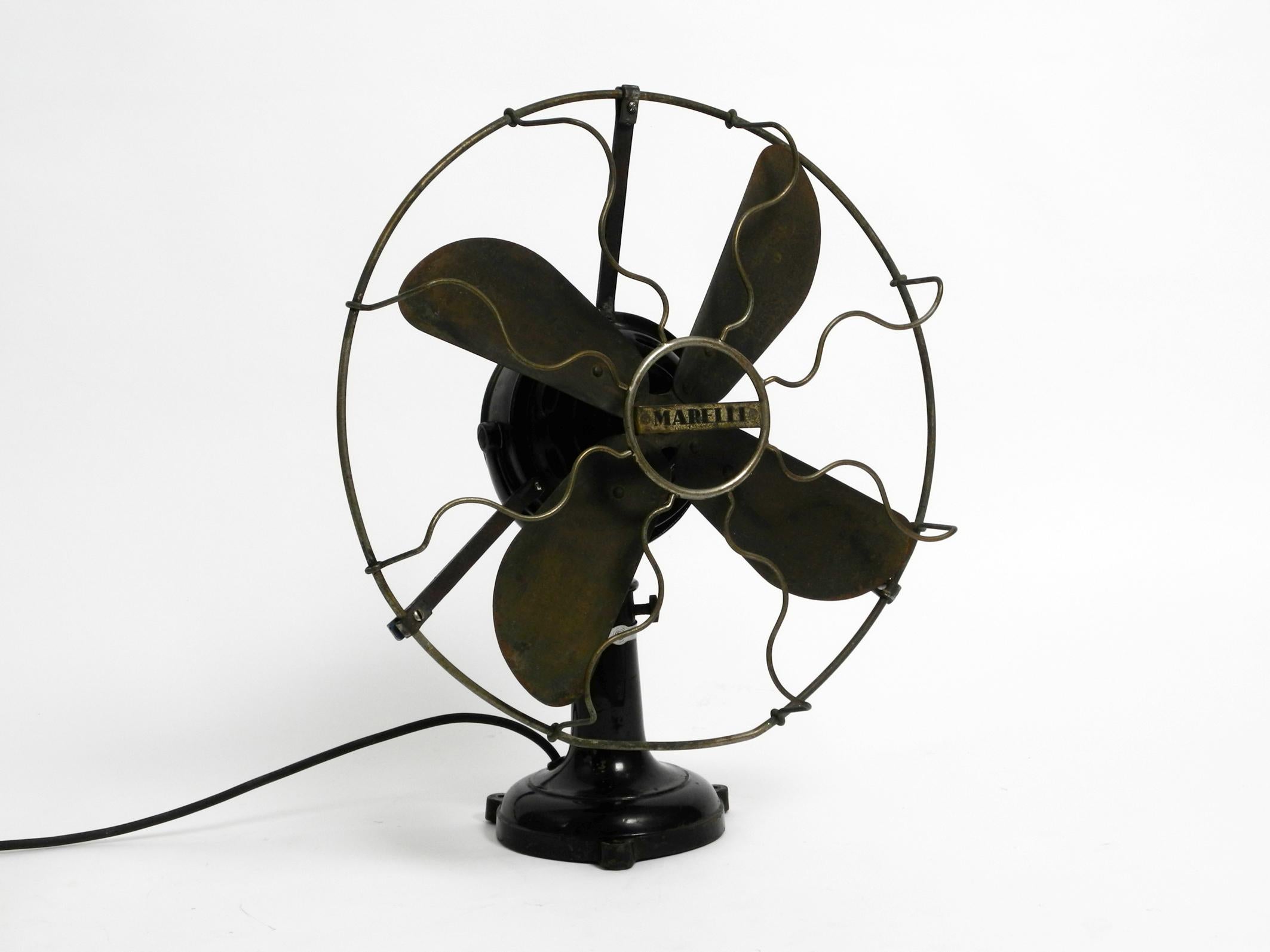 Huge Heavy Original 1930s Industrial Metal Table Fan by Marelli Made in Italy 10