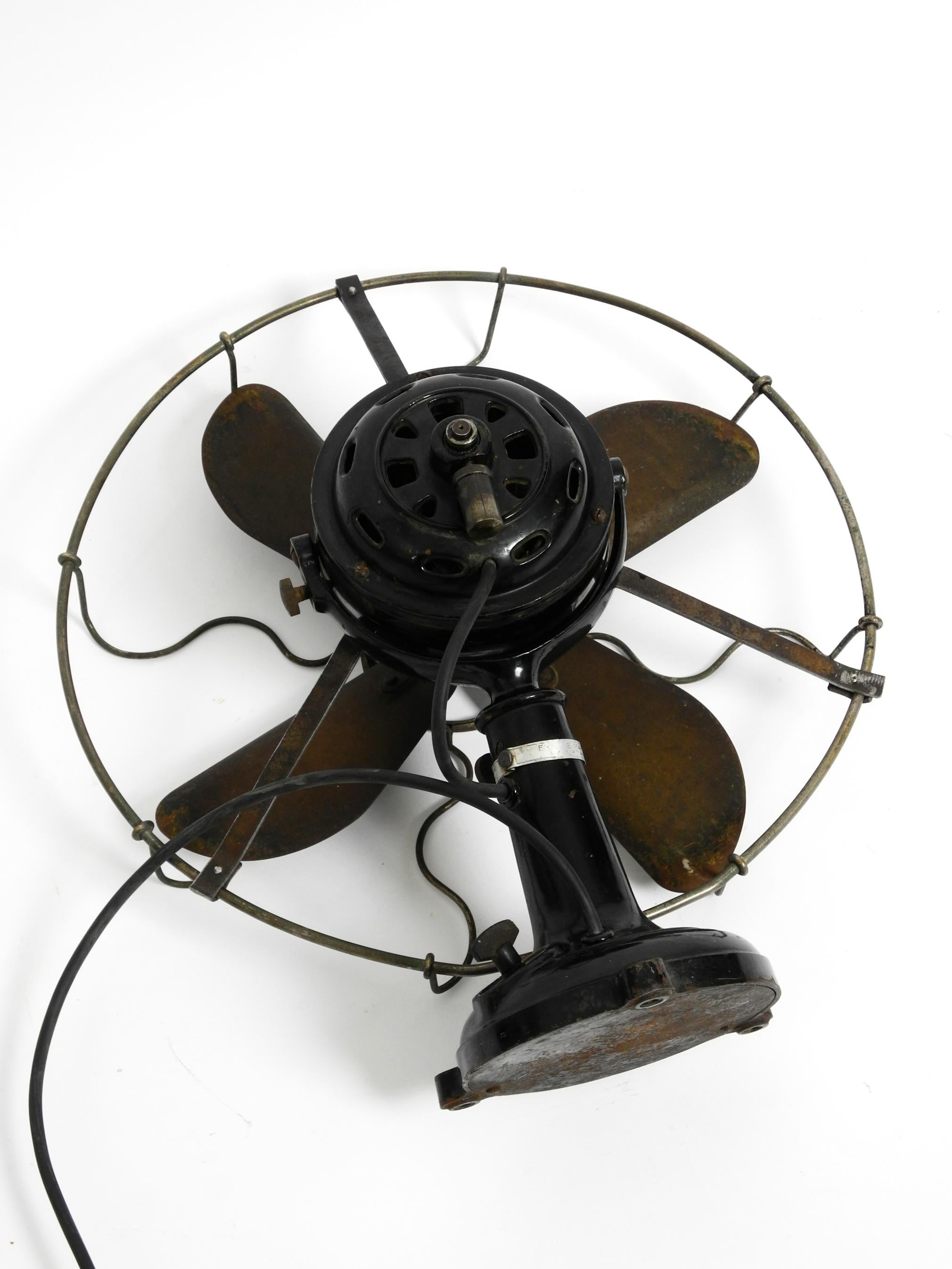 Huge Heavy Original 1930s Industrial Metal Table Fan by Marelli Made in Italy 11