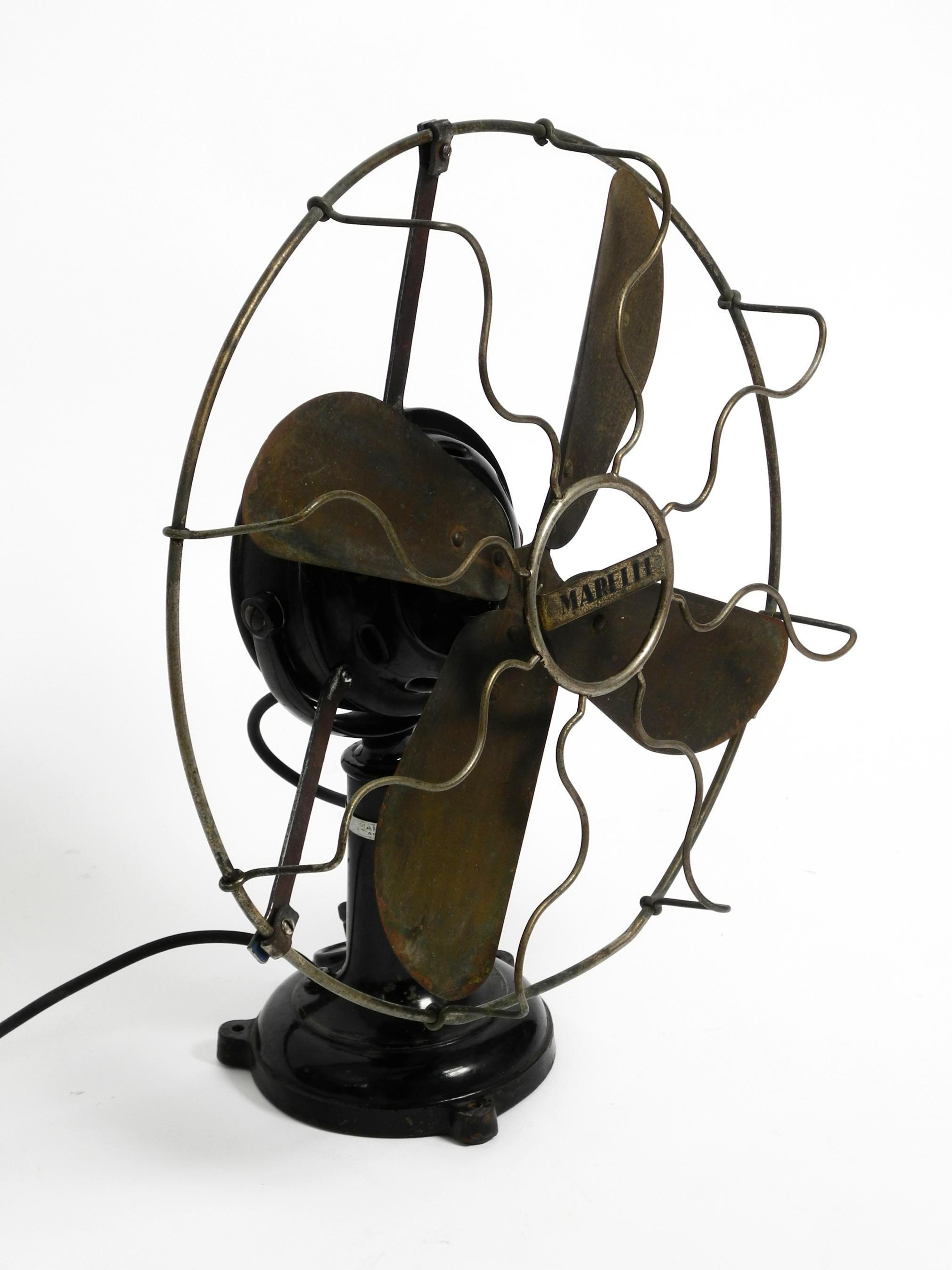 Huge Heavy Original 1930s Industrial Metal Table Fan by Marelli Made in Italy 12