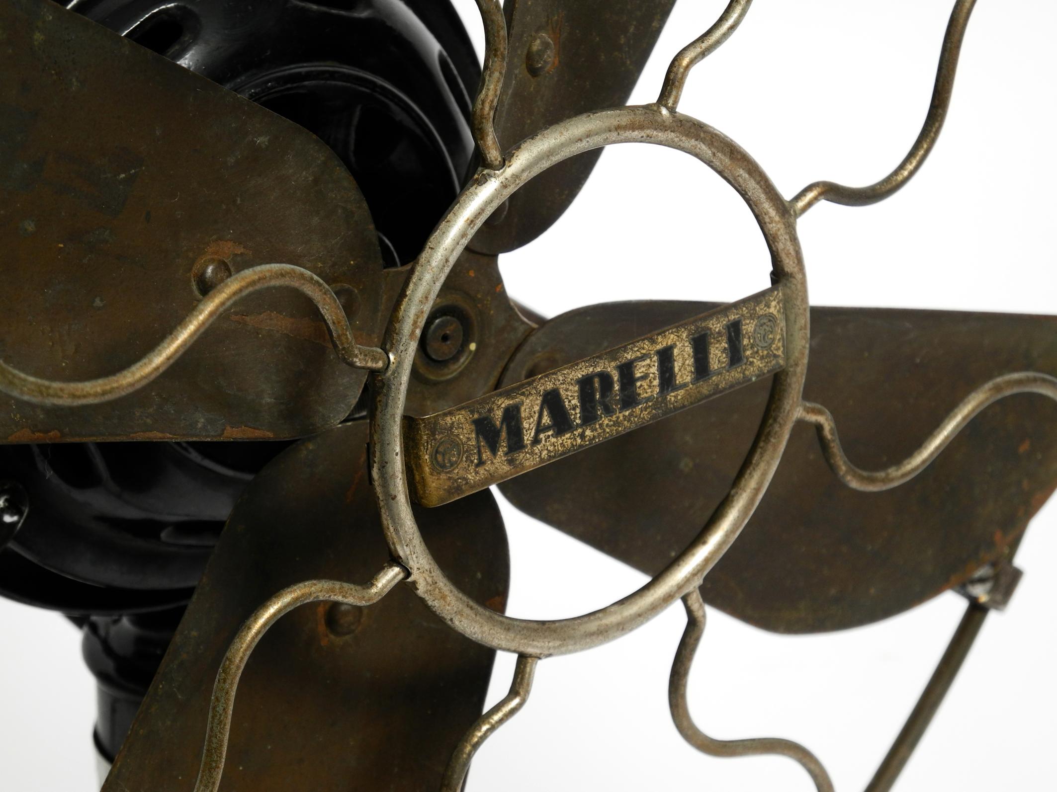 Mid-20th Century Huge Heavy Original 1930s Industrial Metal Table Fan by Marelli Made in Italy