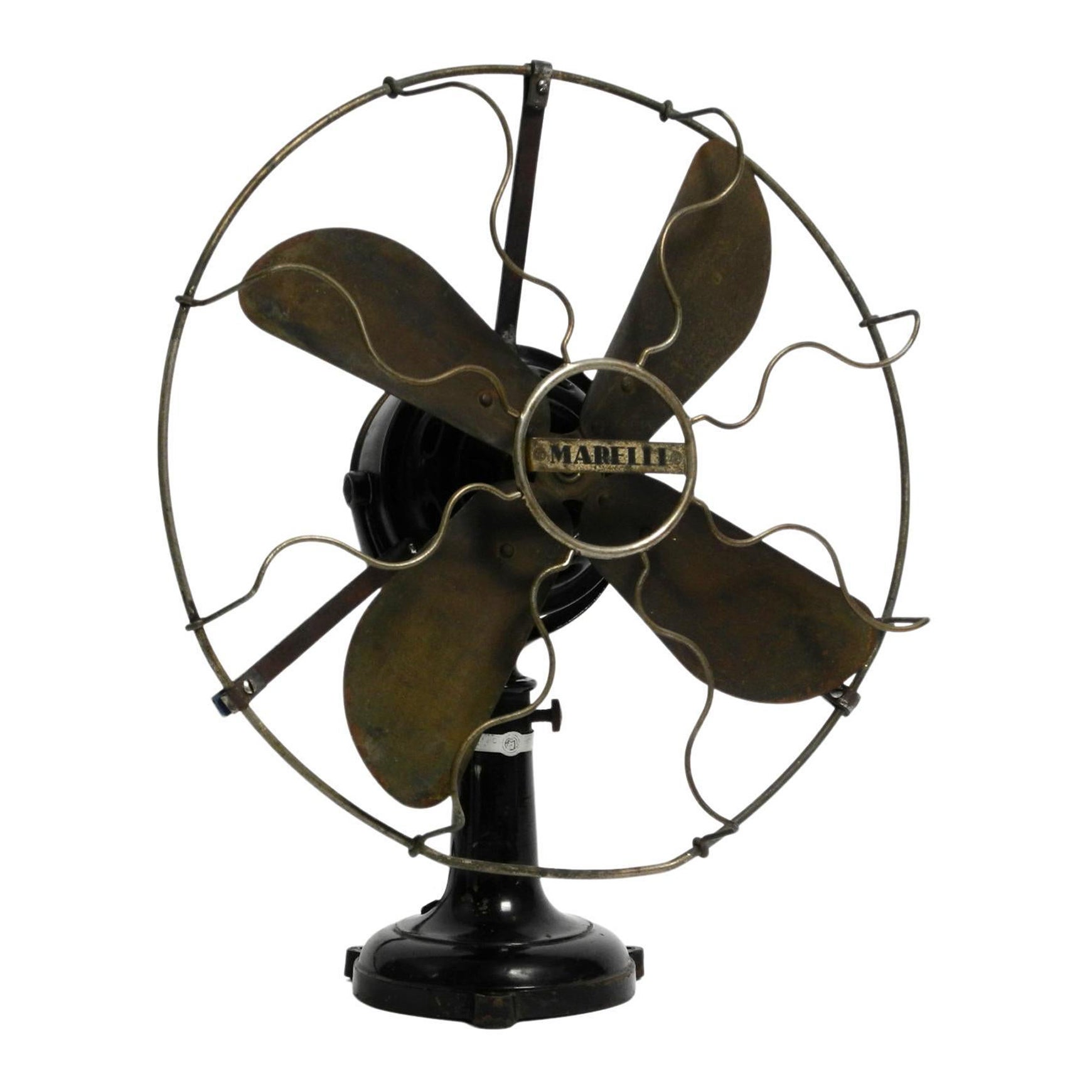 Huge Heavy Original 1930s Industrial Metal Table Fan by Marelli Made in Italy