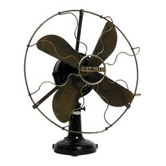 Huge Heavy Original 1930s Industrial Metal Table Fan by Marelli Made in Italy