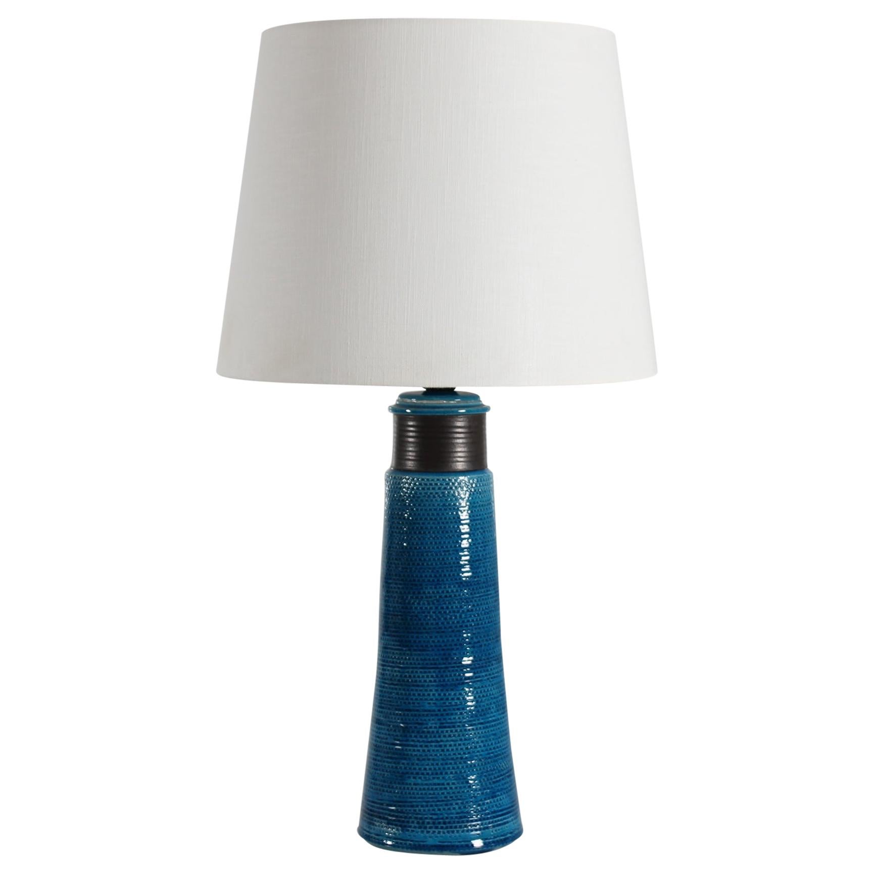 Huge Herman A Kähler Tablelamp with turquoise glaze made in Denmark Mid-century