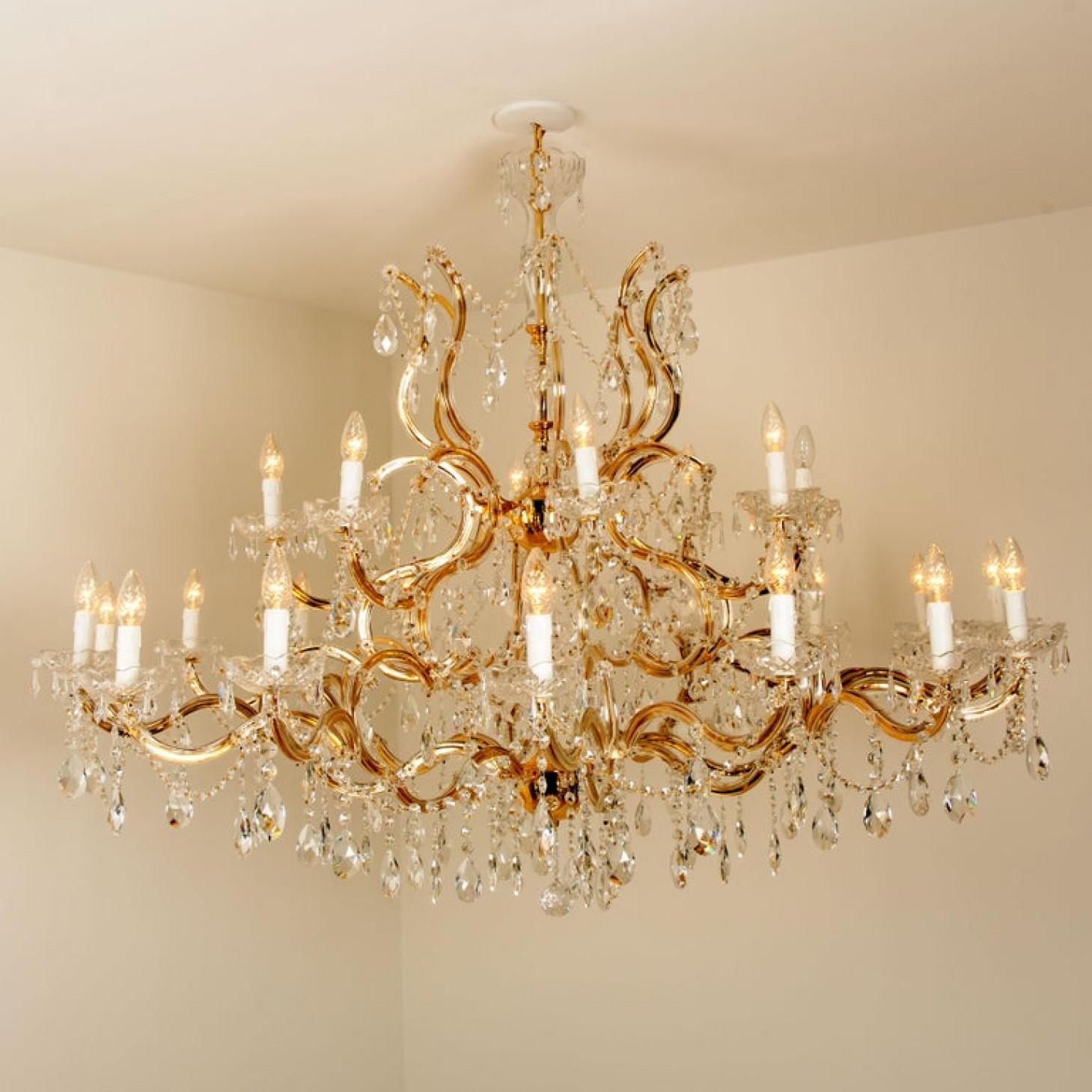Faceted Huge High-End XXL Maria Theresa Gold Plated Swarovski Chandelier For Sale