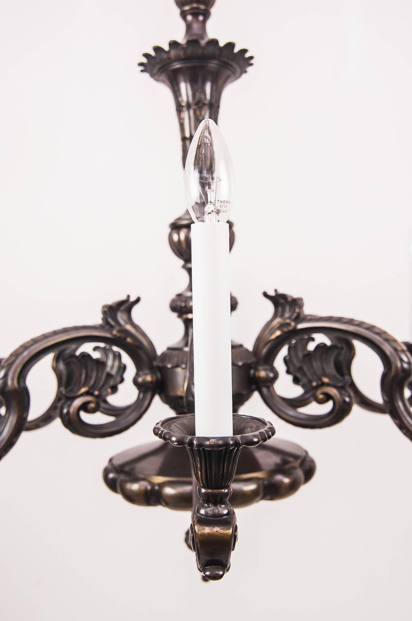 Neoclassical Huge Historistic Bronze Chandelier, circa 1890s