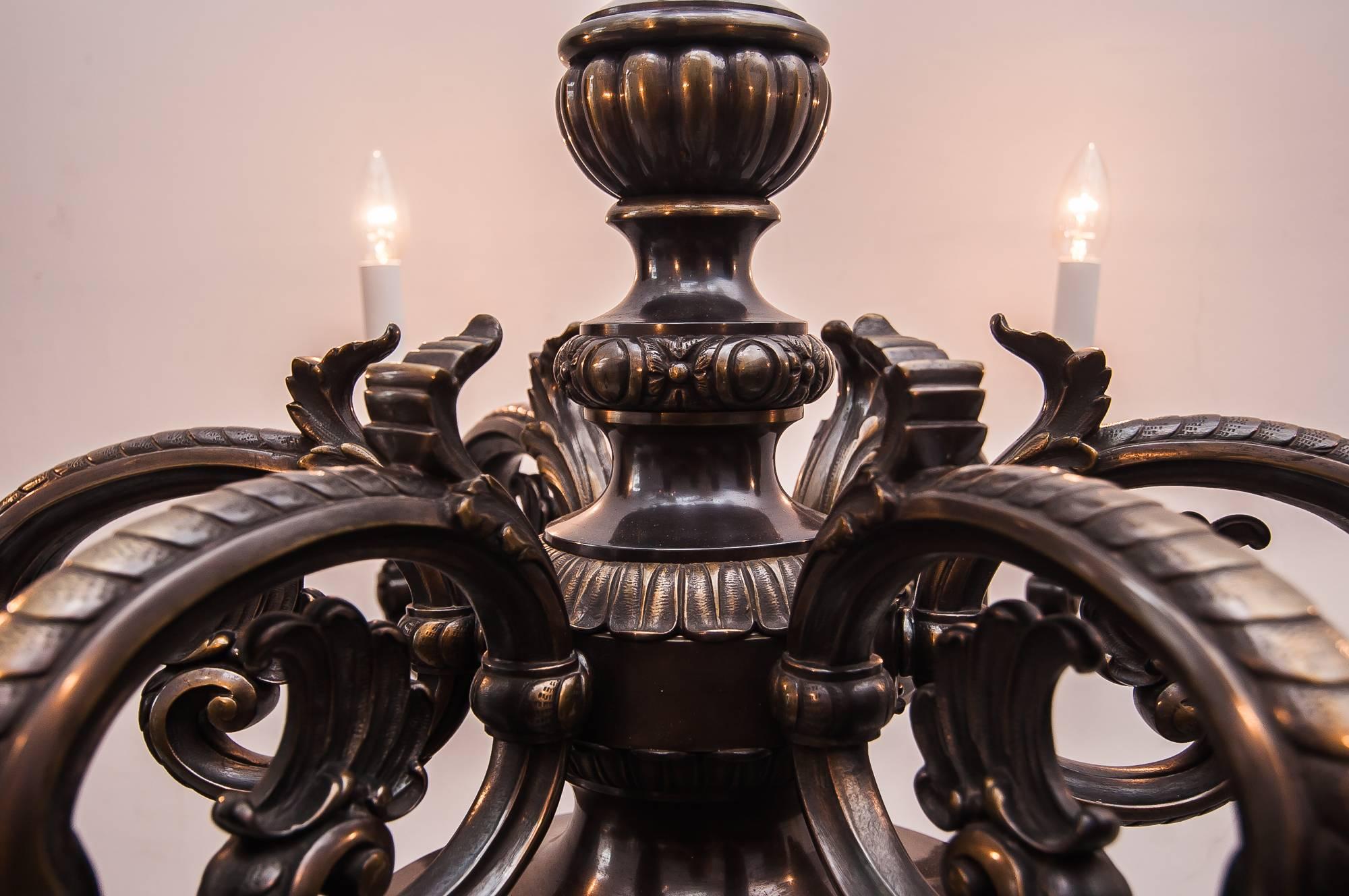 Austrian Huge Historistic Bronze Chandelier, circa 1890s