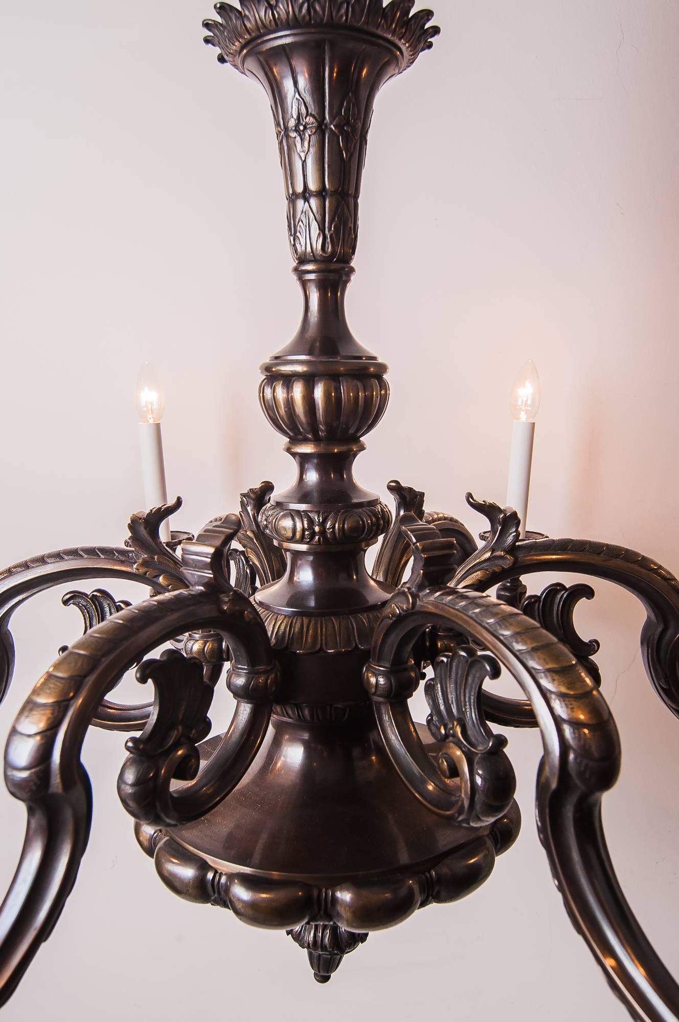 Huge Historistic Bronze Chandelier, circa 1890s 1