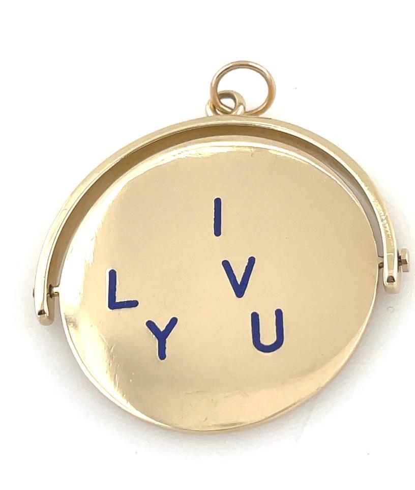Huge I Love You Spinner Gold Charm In Excellent Condition In New York, NY