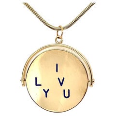 Vintage Huge I Love You Spinner Gold Charm