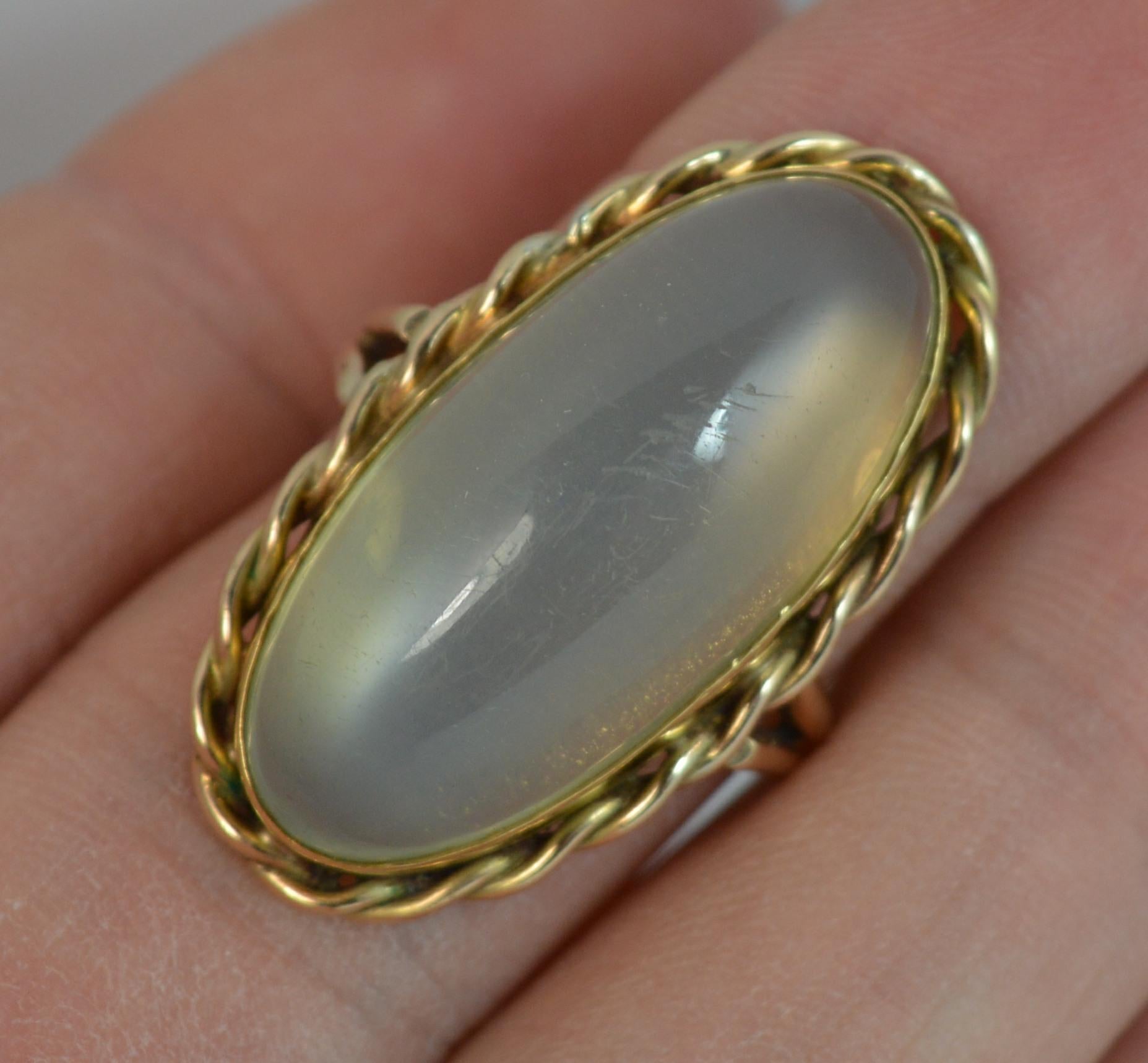 Art Deco Huge Impressive Moonstone Agate 9 Carat Gold Statement Solitaire Ring
