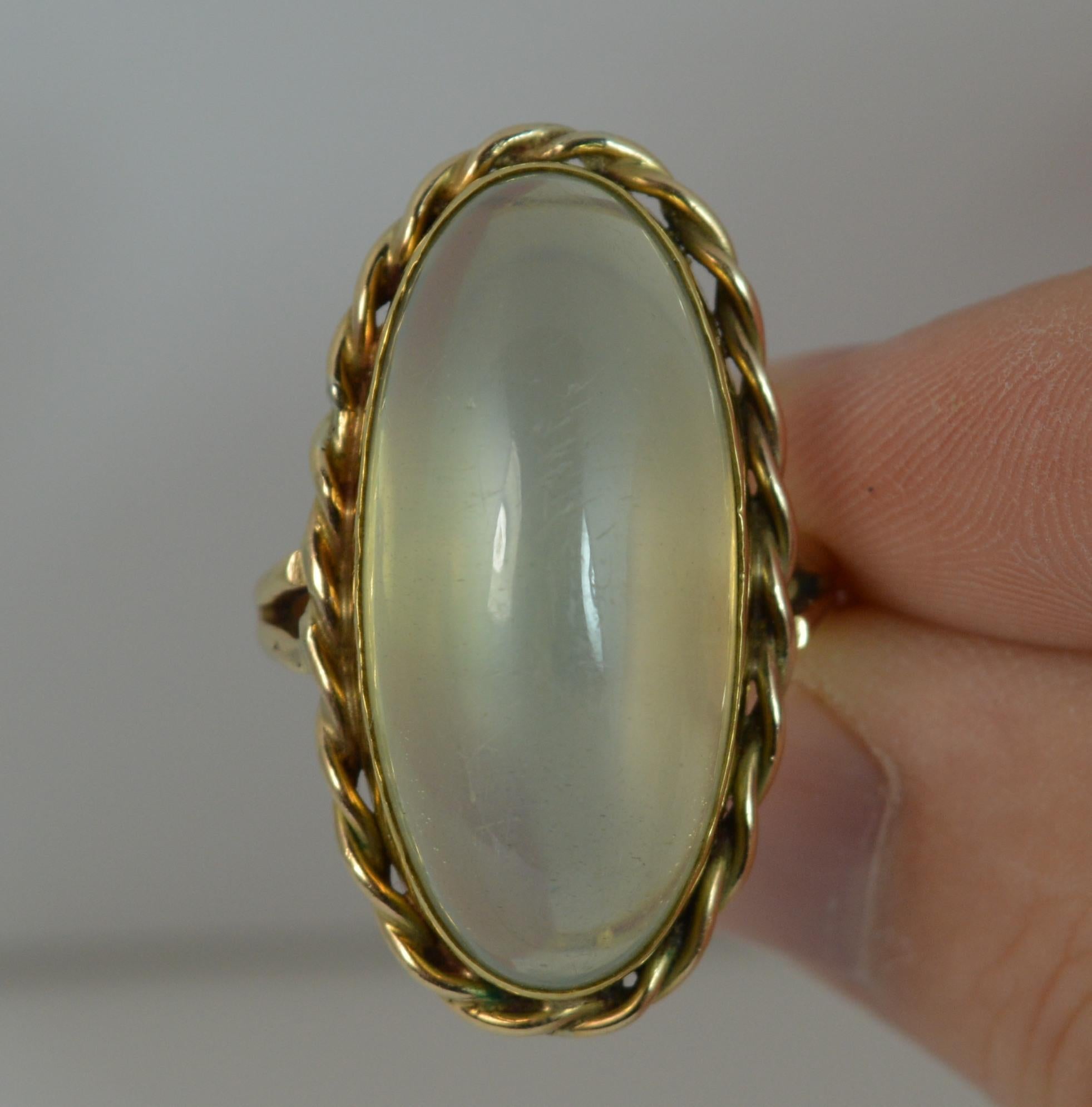 Huge Impressive Moonstone Agate 9 Carat Gold Statement Solitaire Ring 1