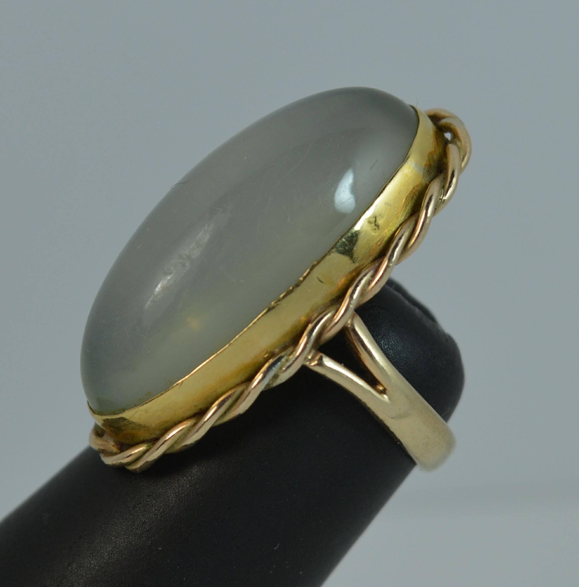 Huge Impressive Moonstone Agate 9 Carat Gold Statement Solitaire Ring 3