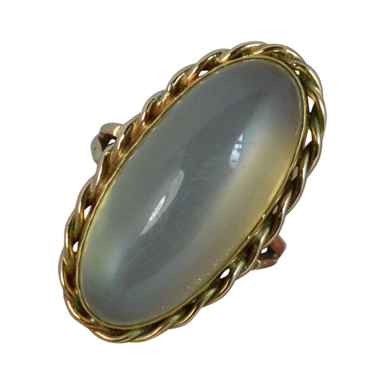 Huge Impressive Moonstone Agate 9 Carat Gold Statement Solitaire Ring