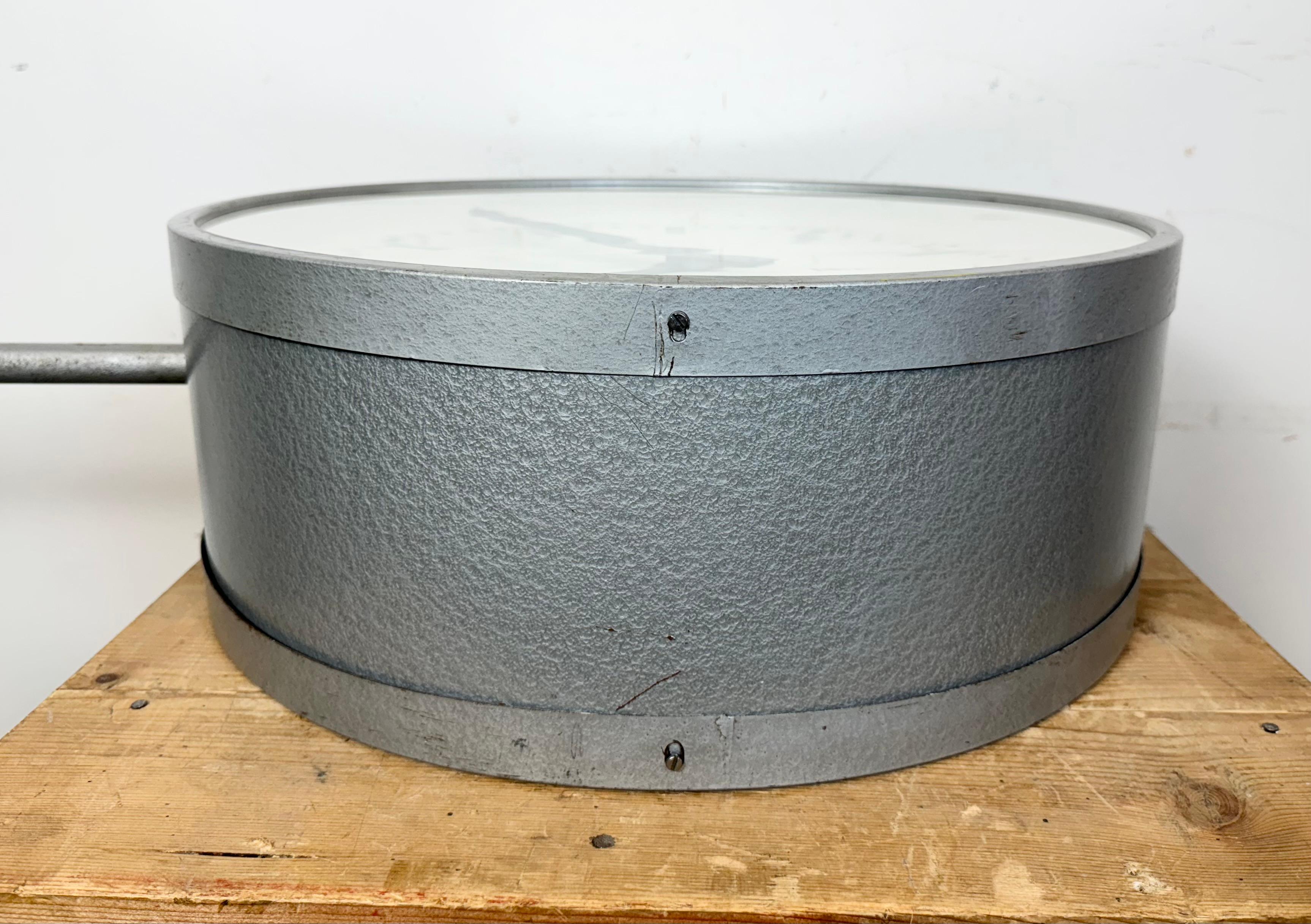Huge Industrial Double Sided Railway or Factory Clock from Pragotron, 1960s For Sale 11