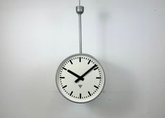 Huge Industrial Double Sided Railway or Factory Clock from Pragotron, 1960s