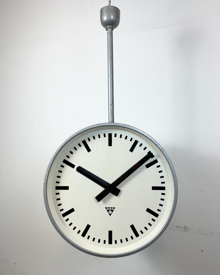 Huge Industrial Double Sided Railway or Factory Clock from