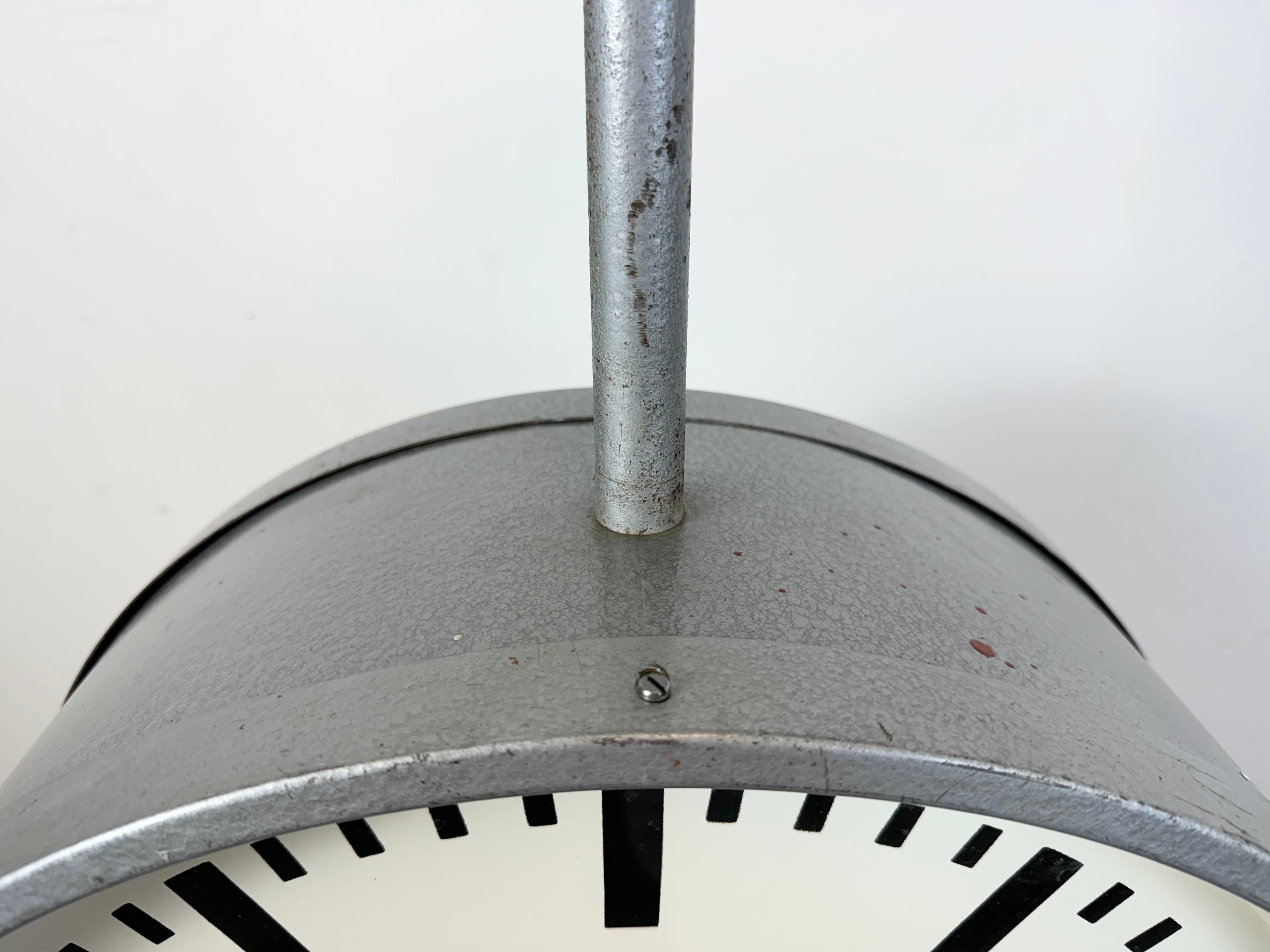 20th Century Huge Industrial Double Sided Railway or Factory Clock from Pragotron, 1960s For Sale