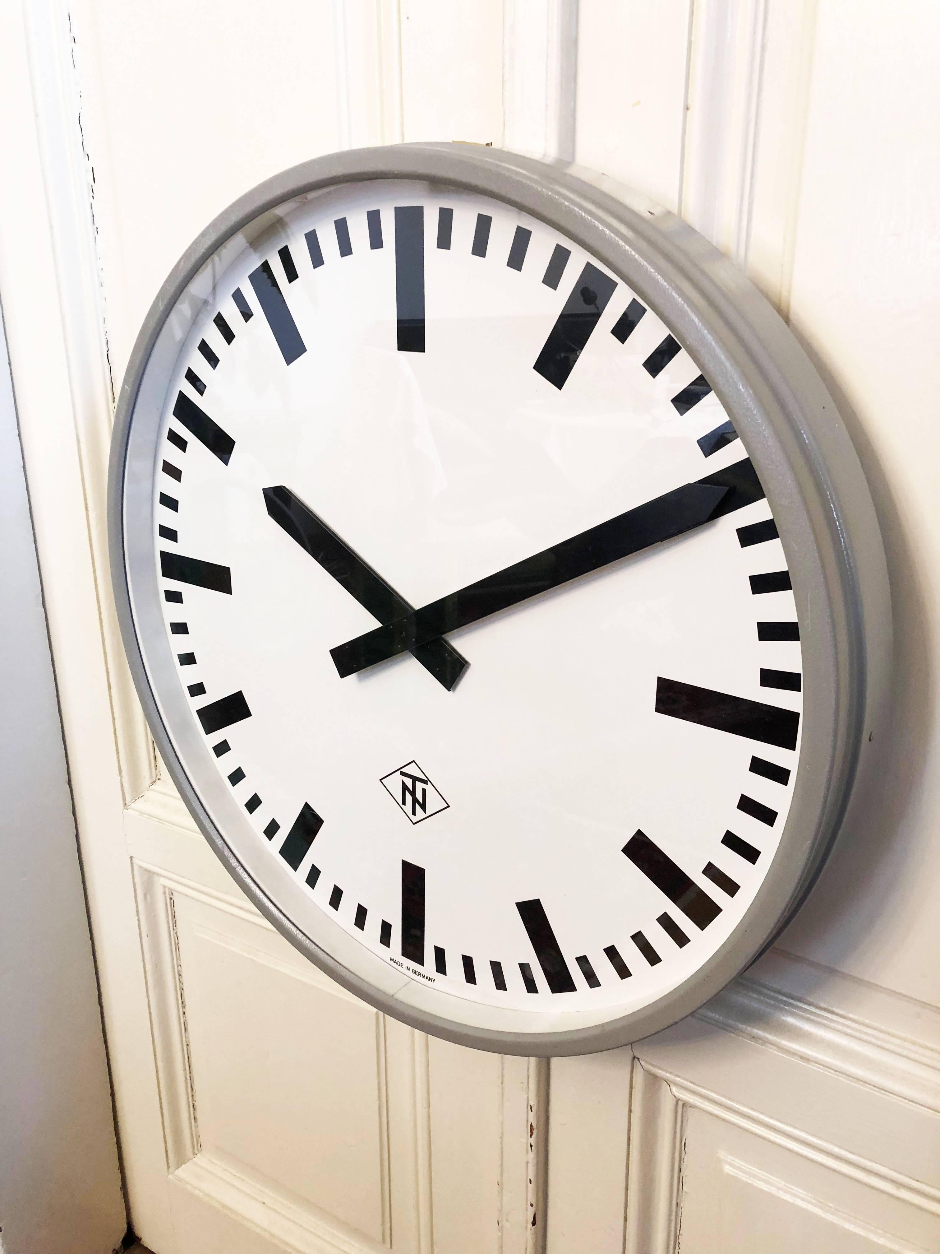 German Huge Industrial Factory or Stration Clock by Telefonbau Und Normalzeit For Sale