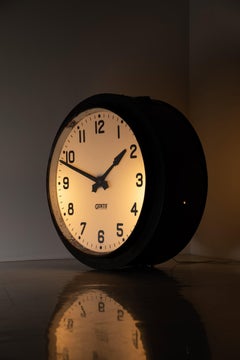Huge Industrial Illuminated Gents of Leicester Railway Factory Wall Clock. c1930