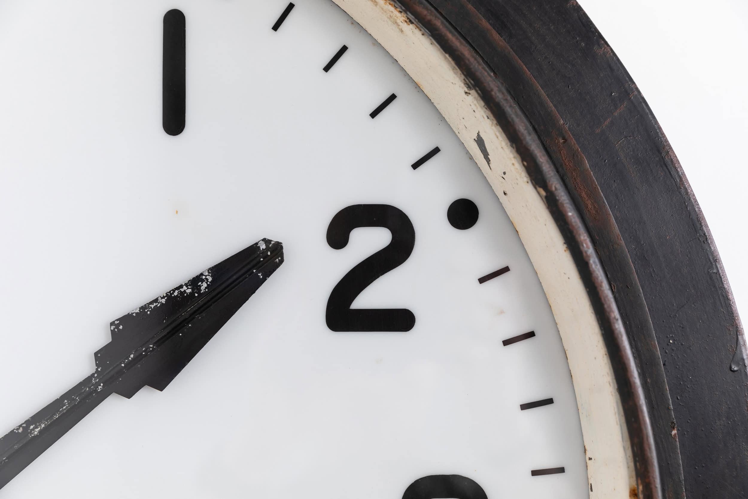 Mid-20th Century Huge Industrial Illuminated Gents of Leicester Railway Factory Wall Clock. c1930