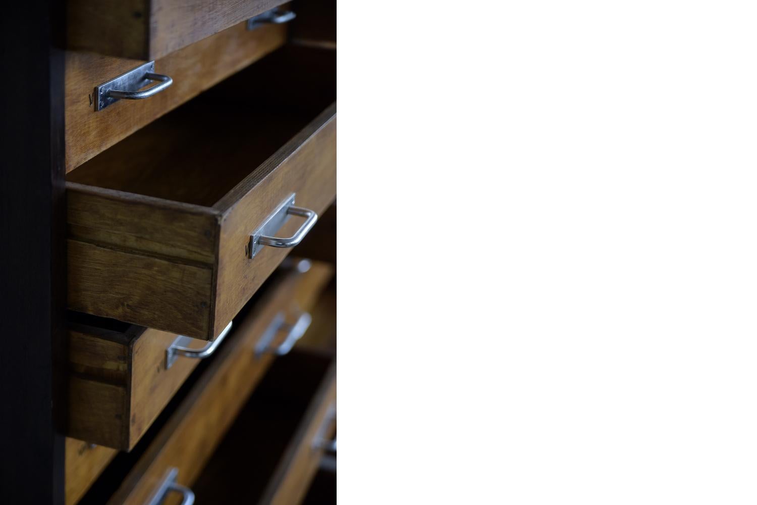 Vintage Original Antique Huge Industrial Oak Wood Architect Cabinet, 1930s 2