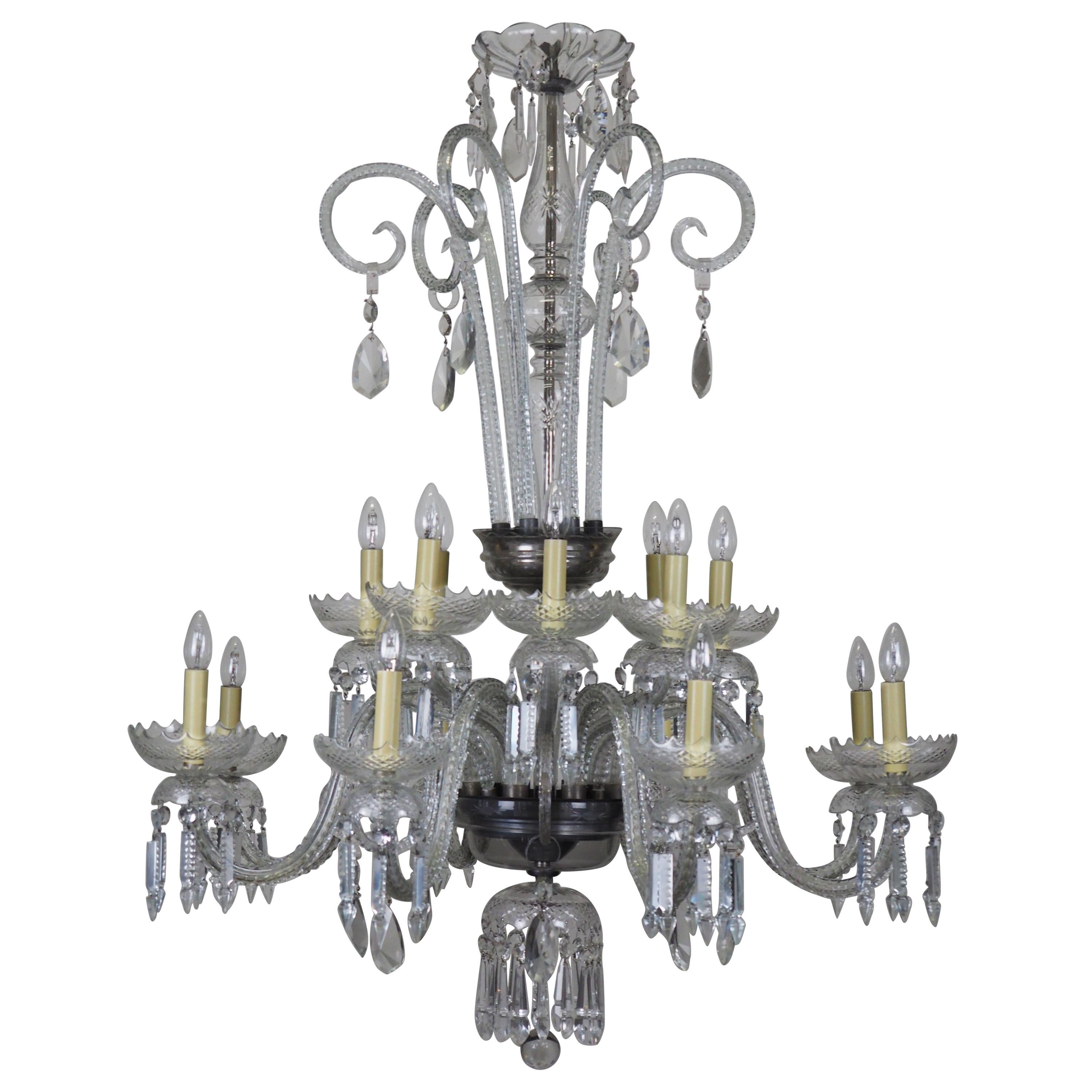 Stunning  16-Light Murano Crystal Chandelier, circa 1920s
