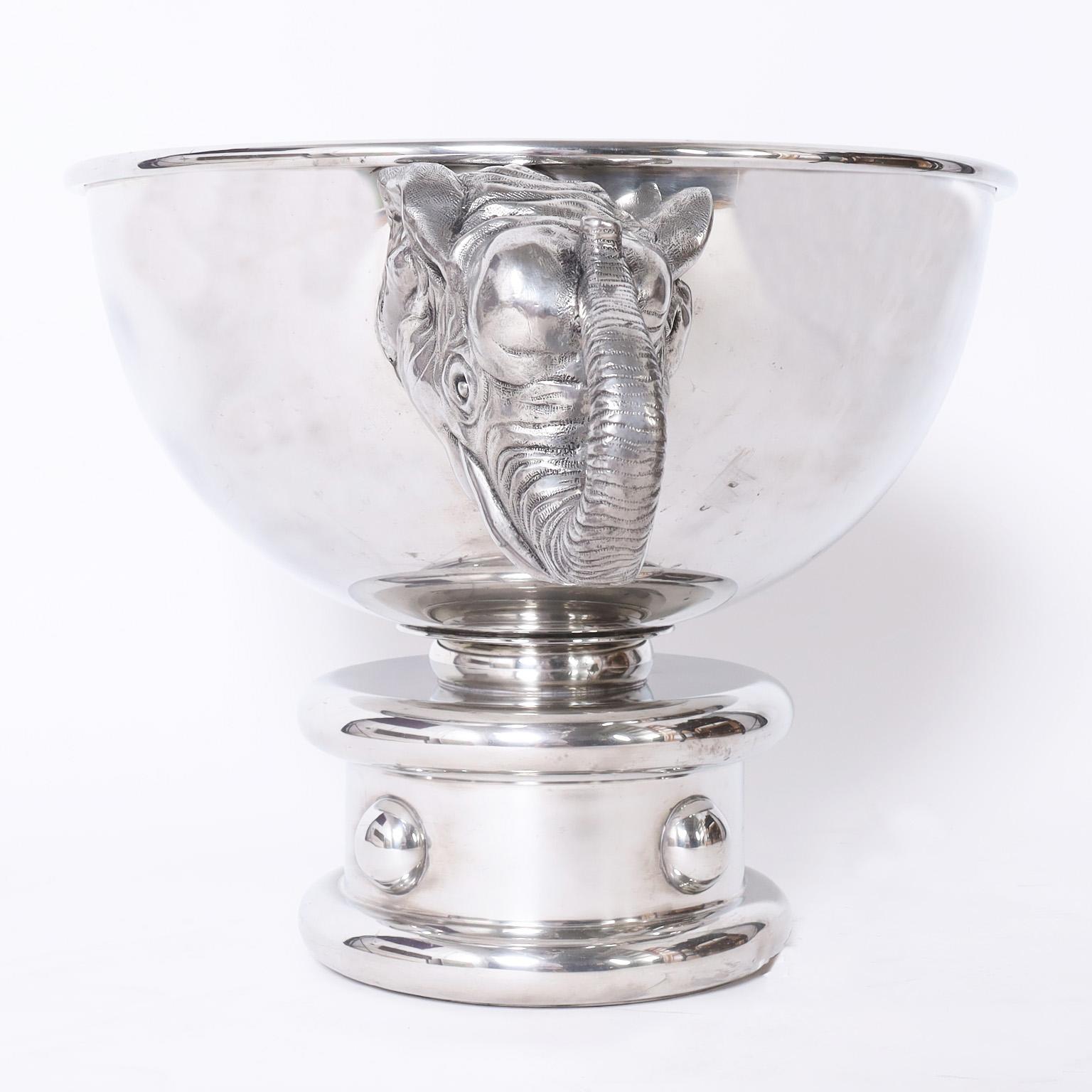 Hand-Crafted Huge Italian Champagne, Wine or Ice Bucket with Elephant Heads