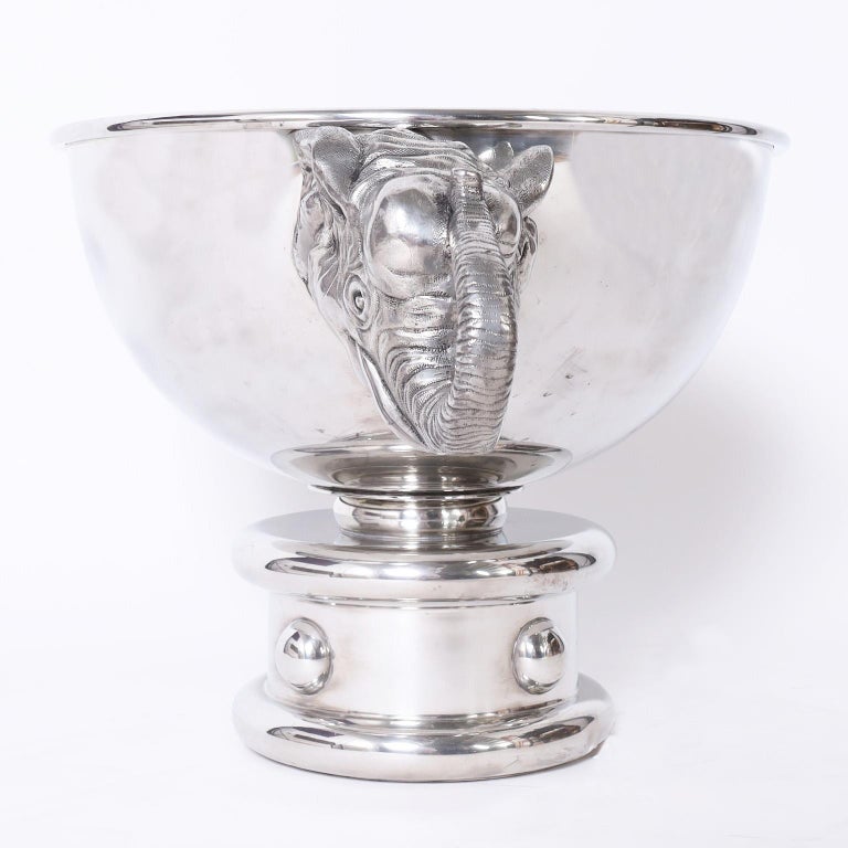 Hand-Crafted Huge Italian Champagne, Wine or Ice Bucket with Elephant Heads For Sale