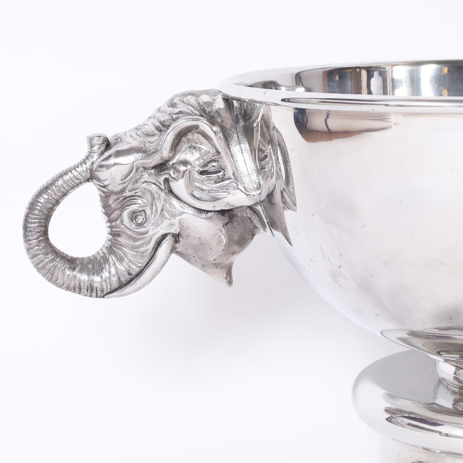 Hand-Crafted Huge Italian Champagne, Wine or Ice Bucket with Elephant Heads