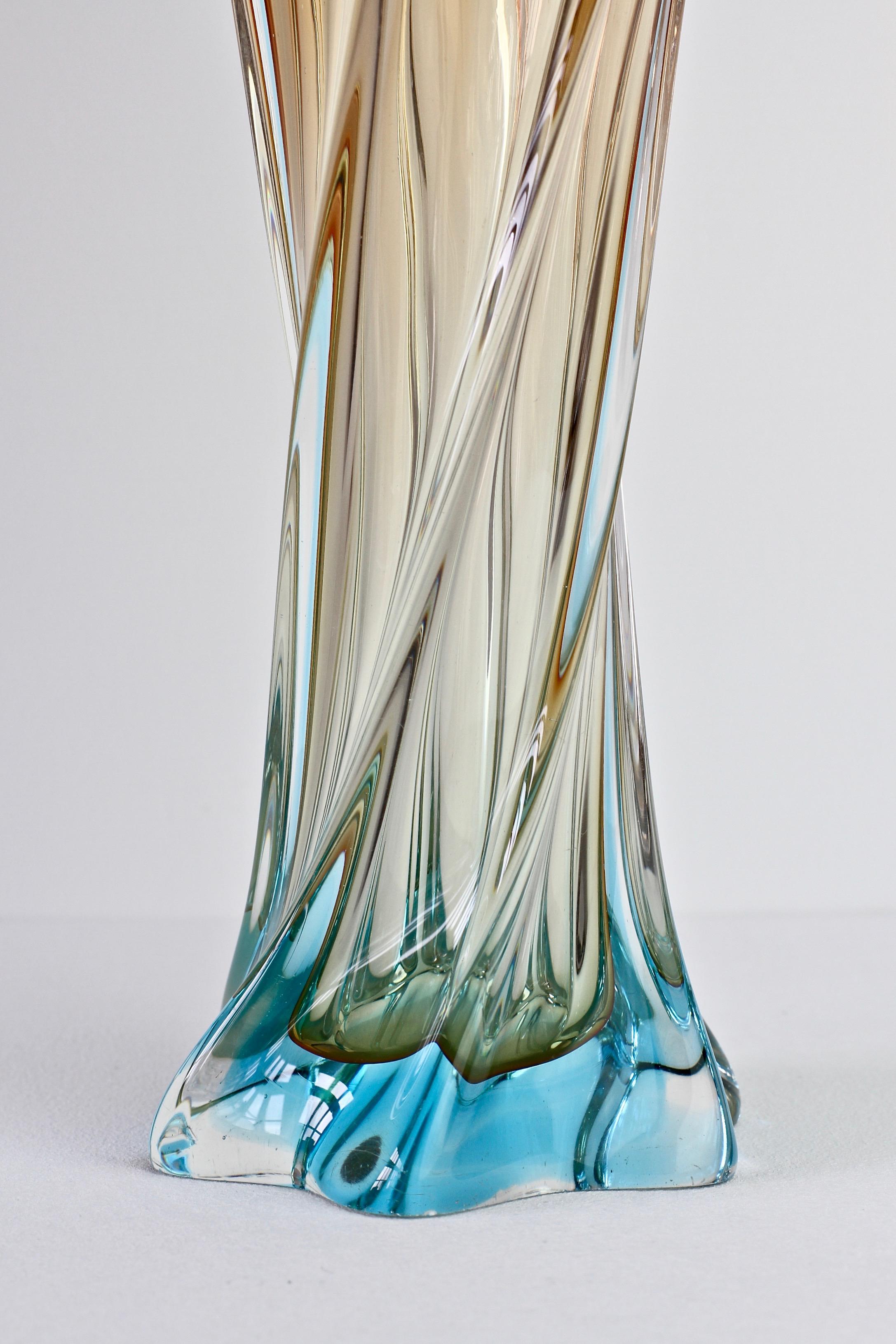 Huge Italian Vintage MidCentury Murano Style Twisted Glass Vase circa