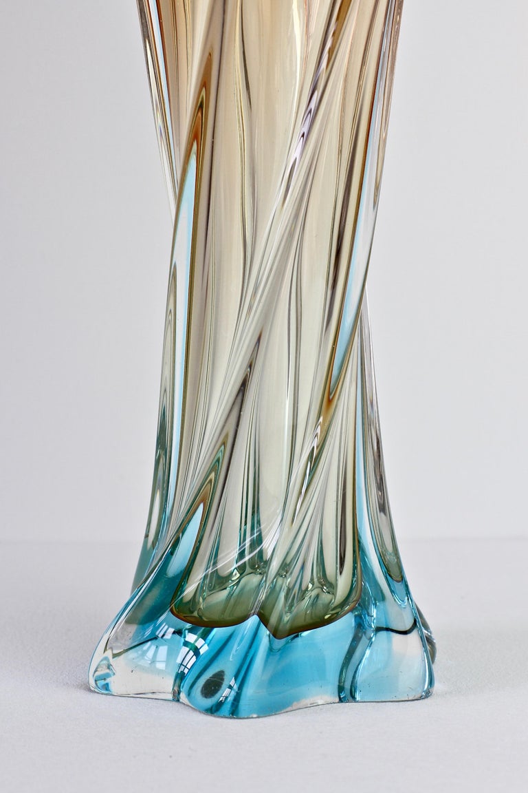 Huge Italian Vintage MidCentury Murano Style Twisted Glass Vase circa
